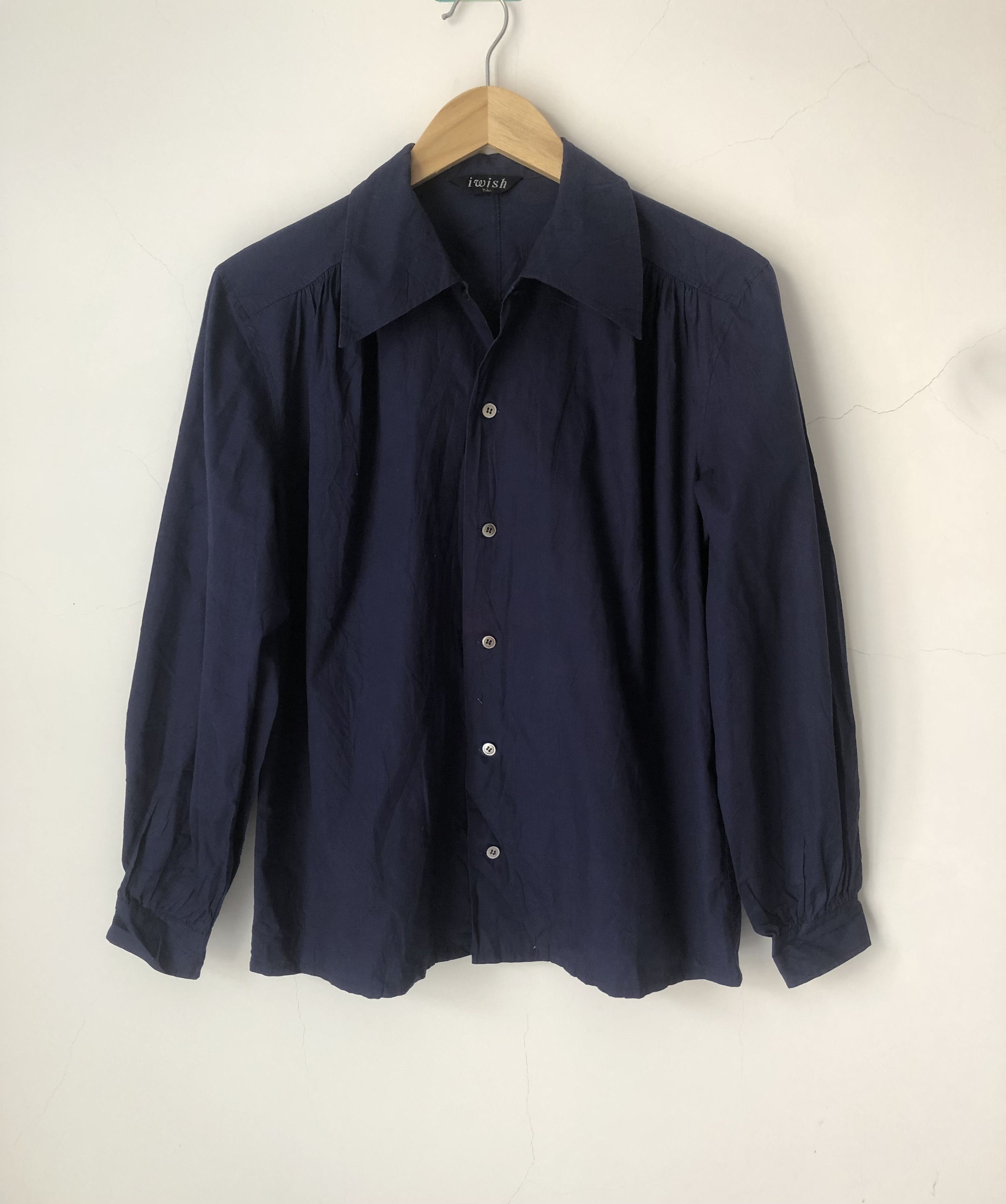 Yohji Yamamoto navy pleated shirt Size M / US 6-8 / IT 42-44 - 1 Thumbnail