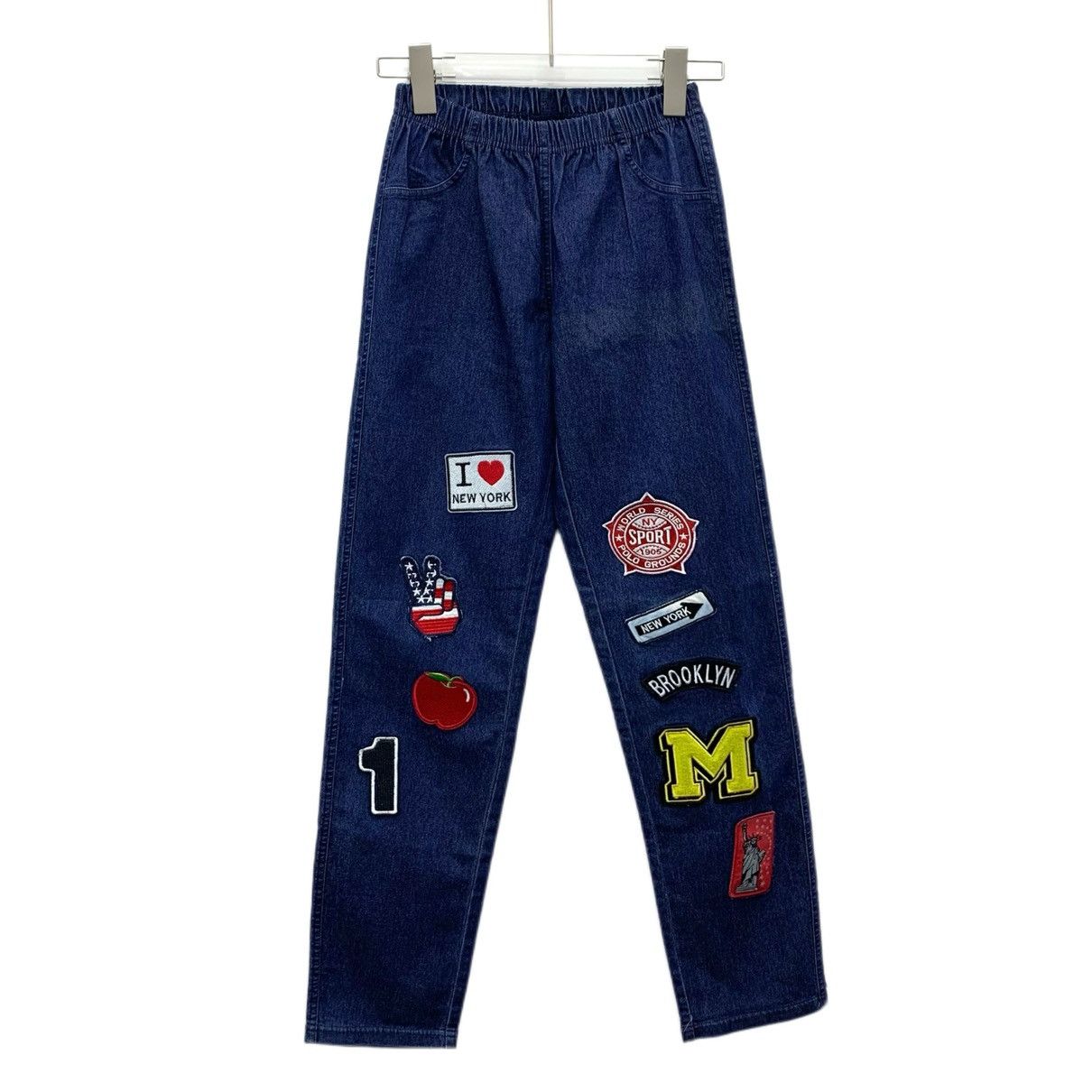 Calzedonia Calzedonia Dark Blue Letter Badge Cotton Denim Pants K26WX Size US 32 / EU 48 - 1 Thumbnail