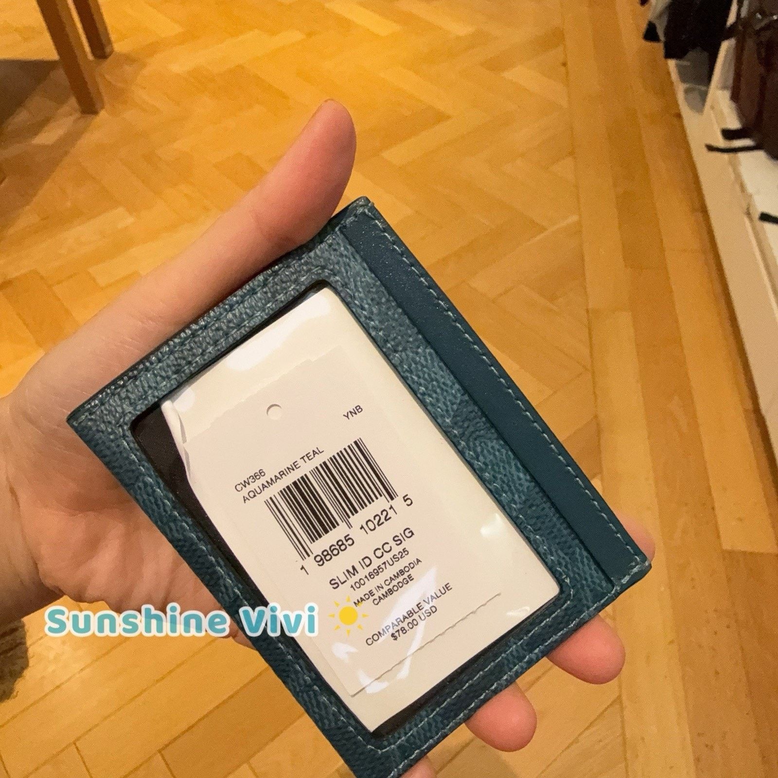 Coach NWT Coach Slim Id Card Case Signature CW366 Aquamarine Teal Size ONE SIZE - 3 Thumbnail