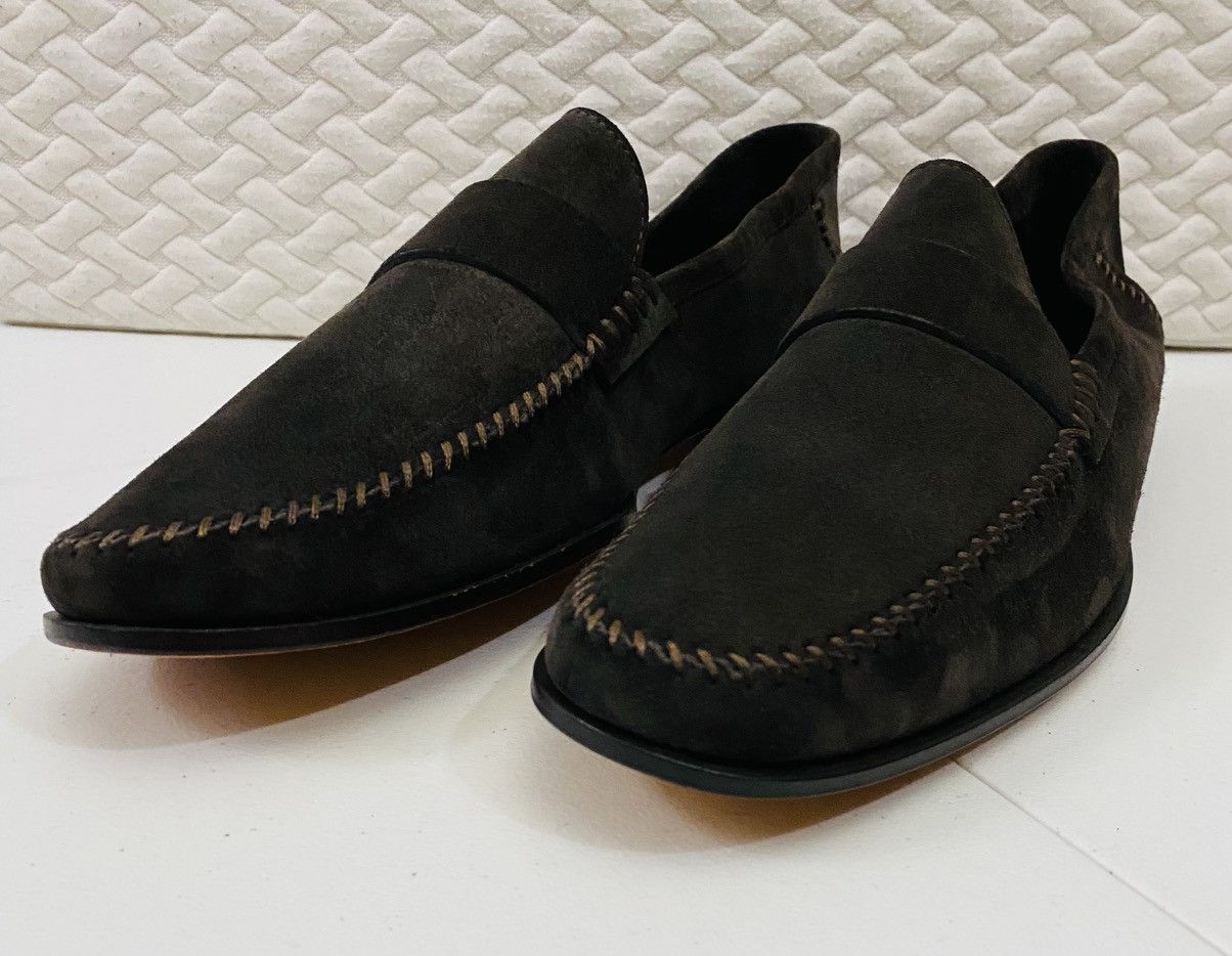 Santoni Santoni Chocolate Suede Tonal Stitched Apron Loafer 12 NEW Size US 12 / EU 45 - 4 Thumbnail