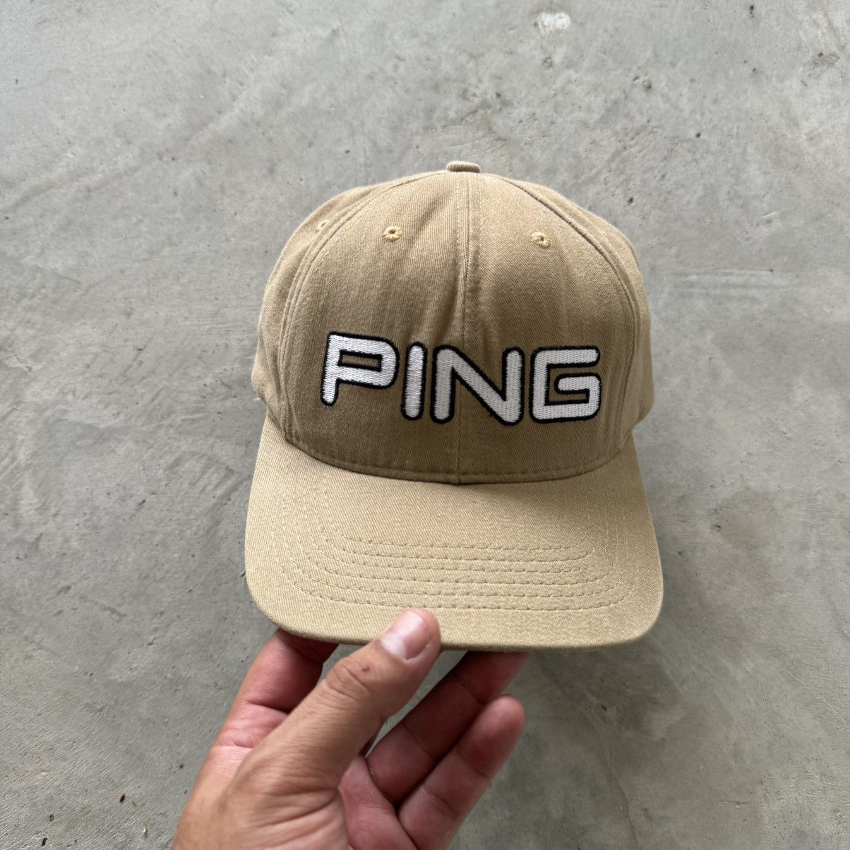 PING Vintage 90s Ping golf tan strap back hat Size ONE SIZE - 1 Thumbnail