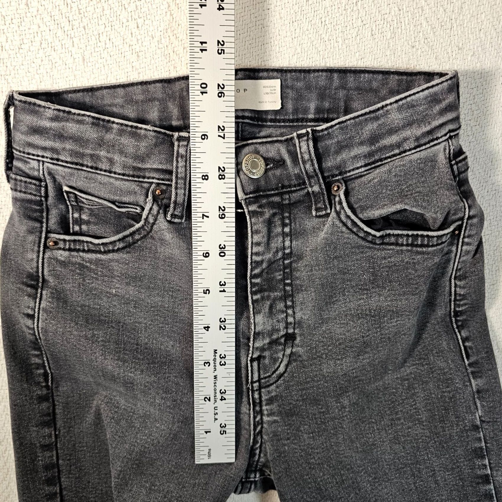 Topshop Topshop Jeans Women 25x30 Black Stone Wash Denim Skinny Slim Pants Inseam 25 in Stretch Pockets Zipper Button Size 40" / US 18 - 5 Thumbnail