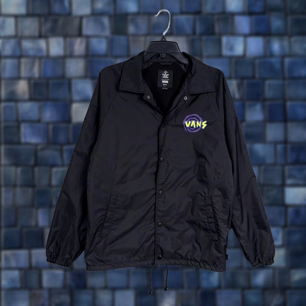 Vans Vans Nightmare Before Christmas Oogie Boogie Coach Jacket Mens Medium Black Windbreaker with Snap Front Festive Halloween 90s Inspired? Size US M / EU 48-50 / 2 - 1 Thumbnail
