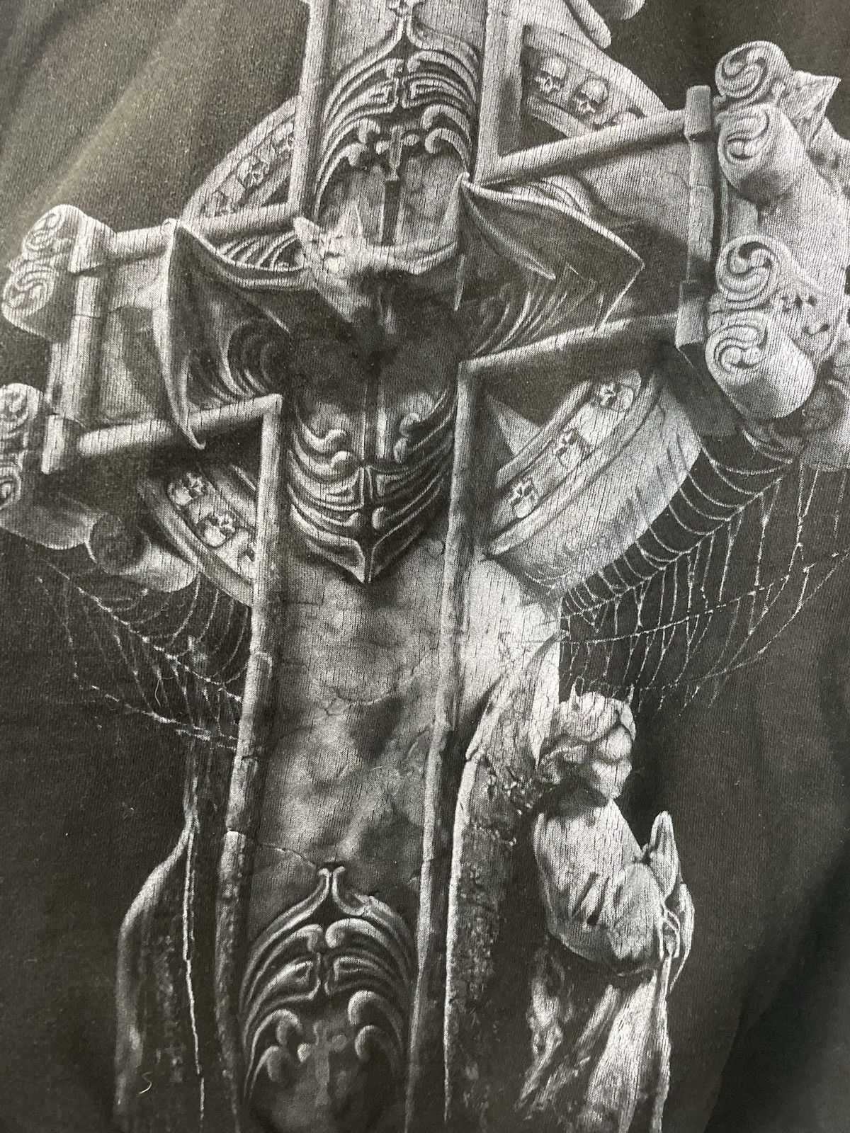 Vintage Vintage 90s Gothic Print Avant Garde Hoodie Death Spiderweb Size US XL / EU 56 / 4 - 4 Thumbnail