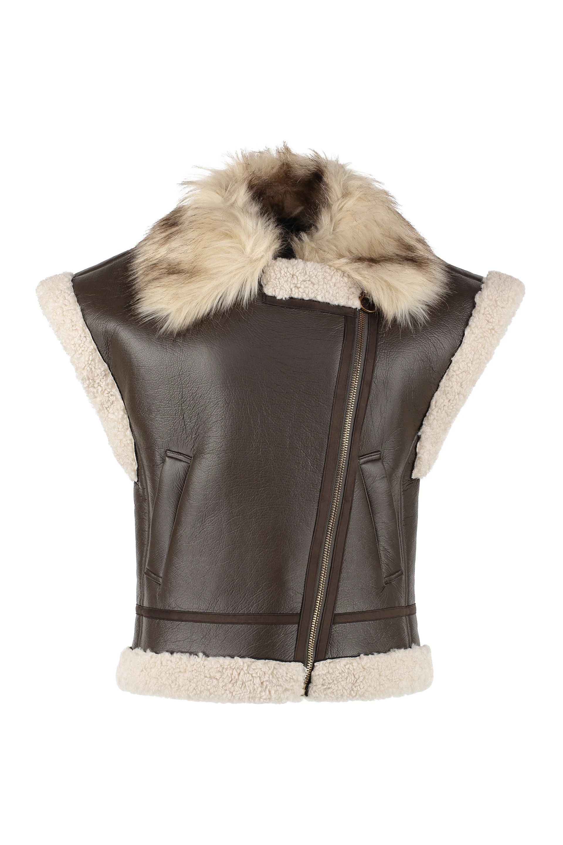 Pinko Pinko Gema Faux Sheepskin Aviator Waistcoat Gilet Size S / US 4 / IT 40 - 3 Thumbnail