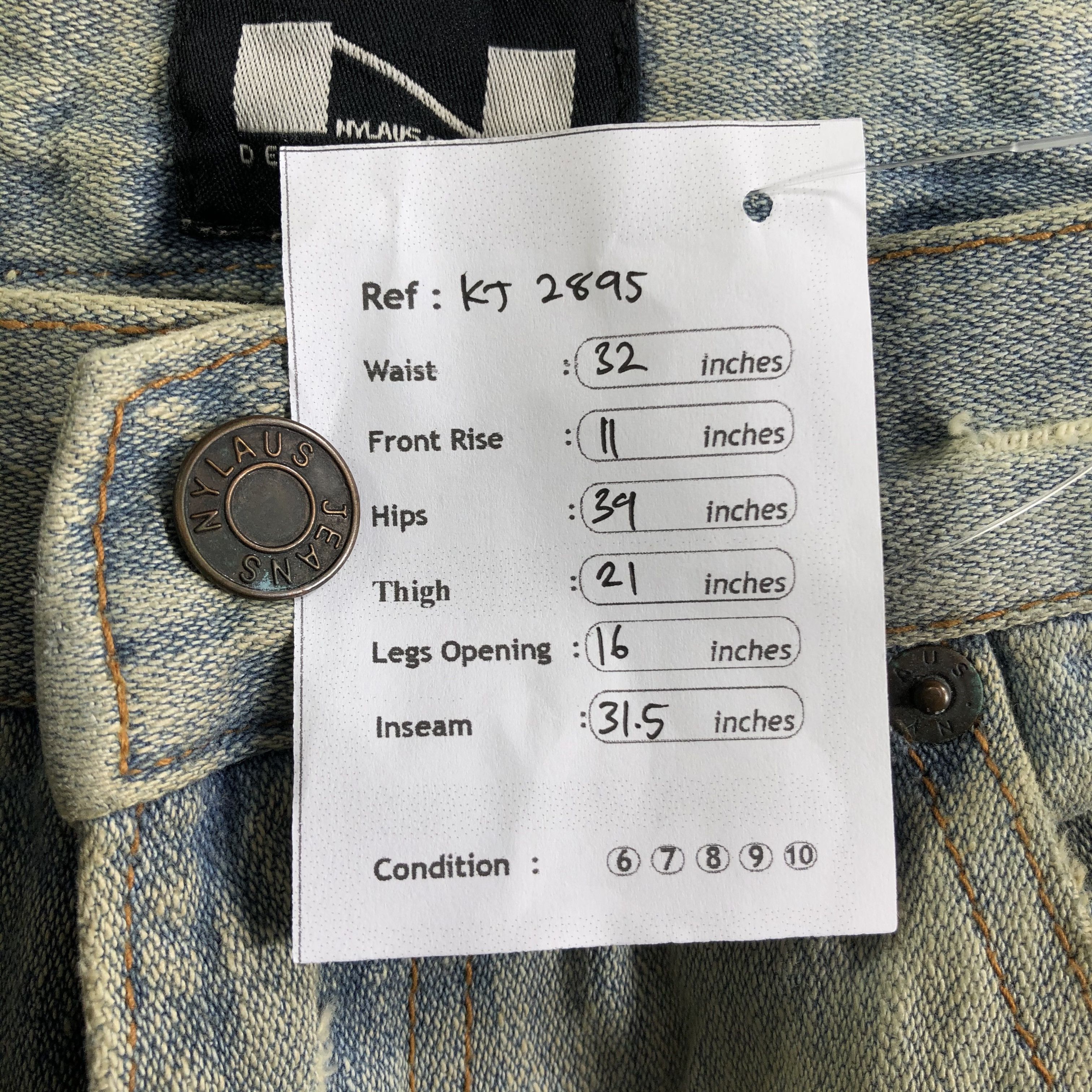 Japanese Brand Nylous Clothing Jeans Ripped Dirty Wash Denim KJ2895 Size US 32 / EU 48 - 12 Thumbnail