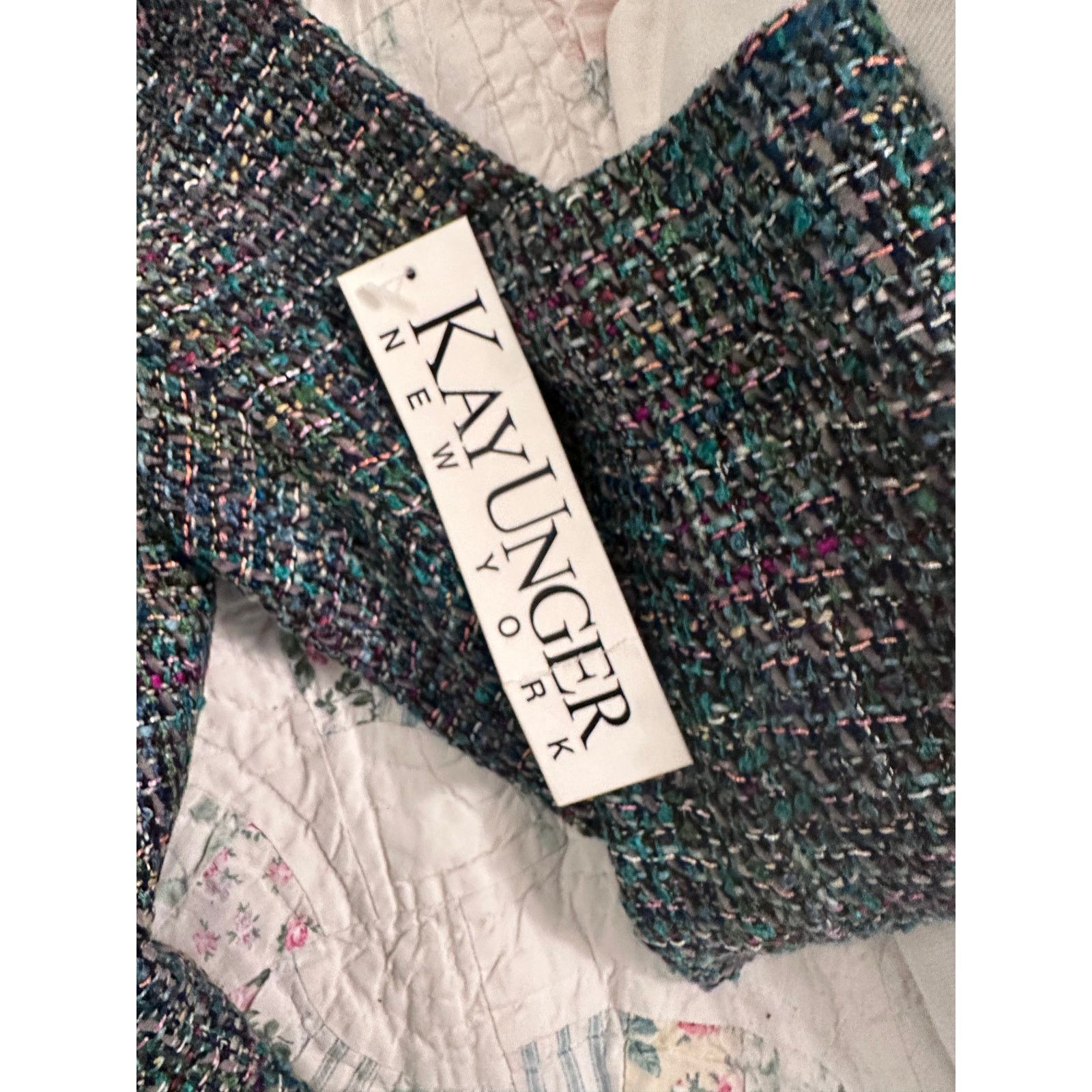Other NWT KAY UNGER LIGHTWEIGHT TWEED PEPLUM FITTED BLAZER 0 Size XS / US 0-2 / IT 36-38 - 7 Thumbnail