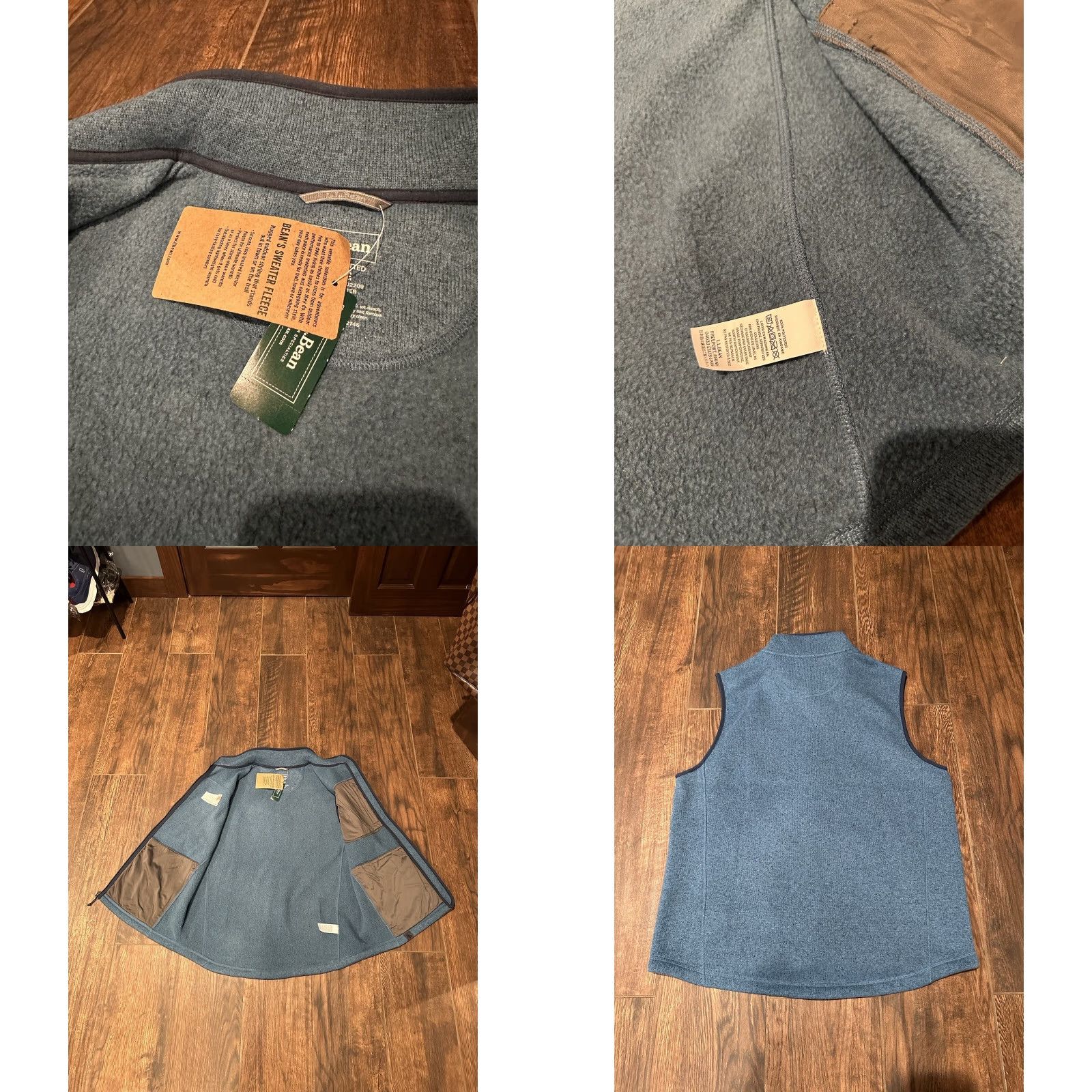 Vintage NWT LL Bean Men's Vest Fleece Zip Large Regular Blue Stand-Up Collar Pockets Full Zip All Seasons | Windbreaker | Outdoor, Sports Mens Size US L / EU 52-54 / 3 - 8 Thumbnail