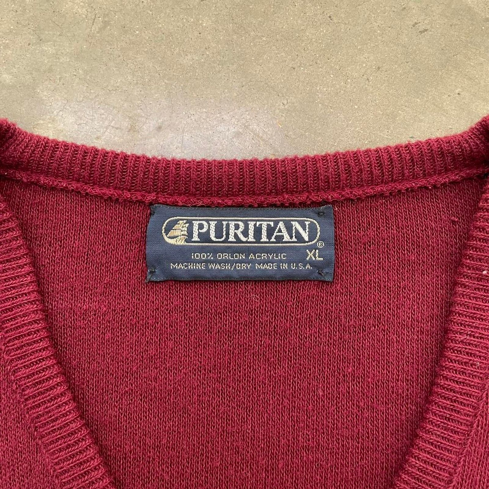 Vintage Vintage Puritan Burgundy Sweater Vest Size US XL / EU 56 / 4 - 4 Thumbnail
