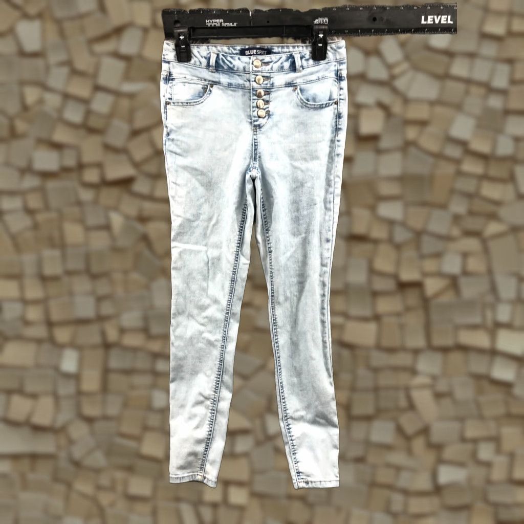 Vintage Blue Spice Skinny Jeans Size 3 Light Wash Blue Button Fly Womens Size 26" / US 2 / IT 38 - 1 Thumbnail