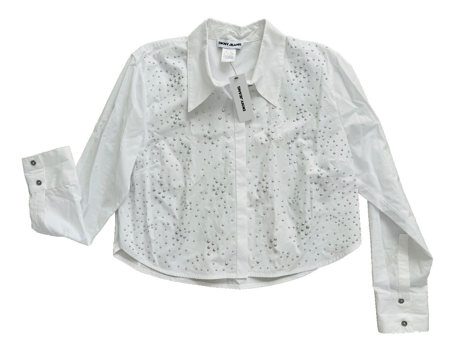 DKNY DKNY Jeans Dome Poplin Studs Top White ( XL ) Size XL / US 12-14 / IT 48-50 - 2 Thumbnail