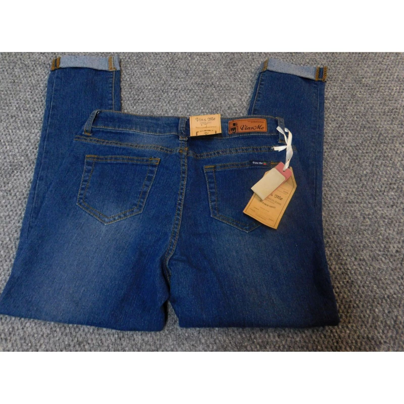 Denime Vins Me Jeans Women 9 Blue Straight Cuffed Denim Zip Zipper Regular Inseam 25 Classic Color: Blue Pattern: Solid Size 9 Size 30" / US 8 / IT 44 - 7 Thumbnail
