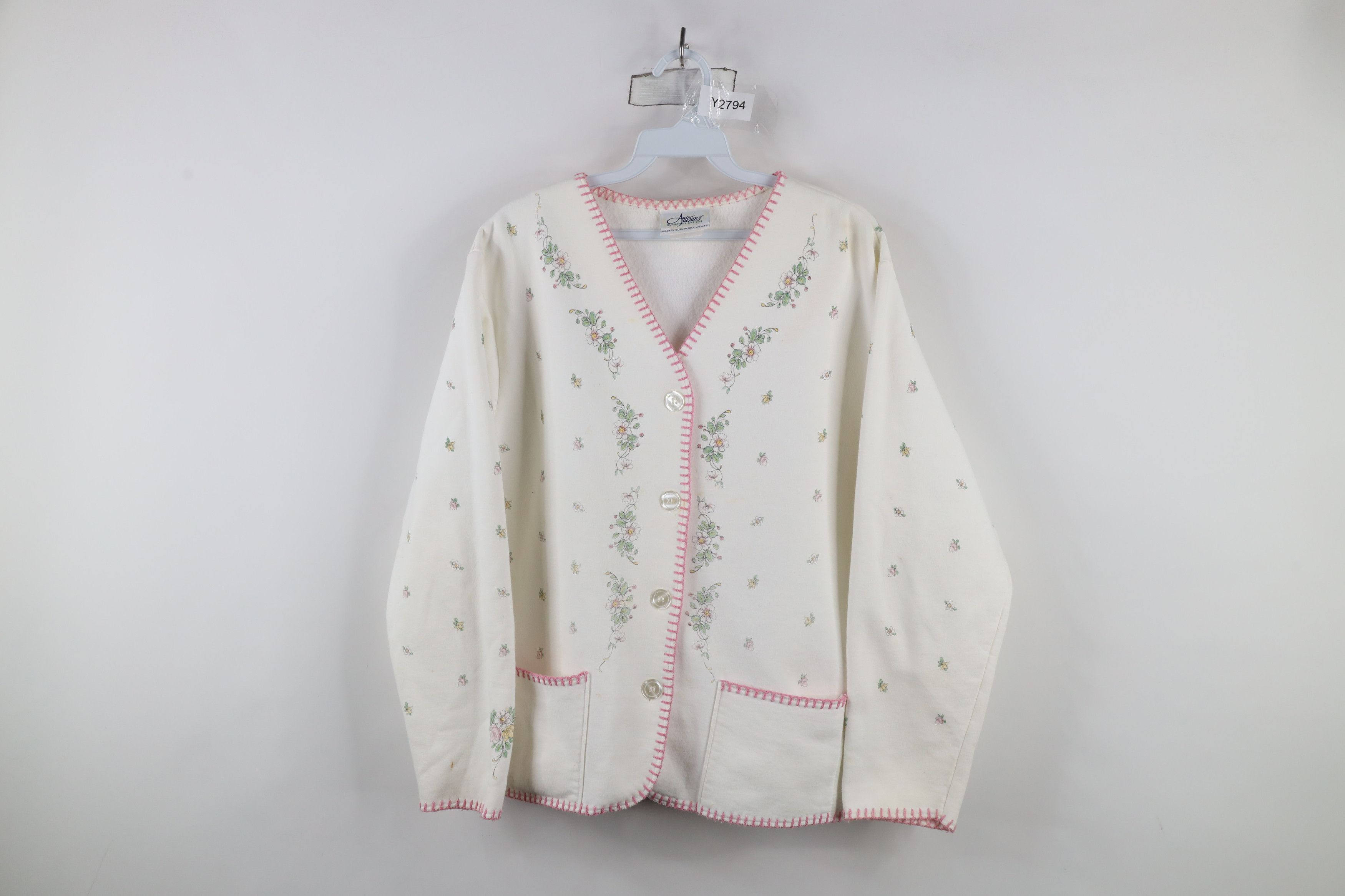 Vintage Vintage 90s Streetwear Over Print Cardigan Sweatshirt USA Size L / US 10 / IT 46 - 1 Thumbnail