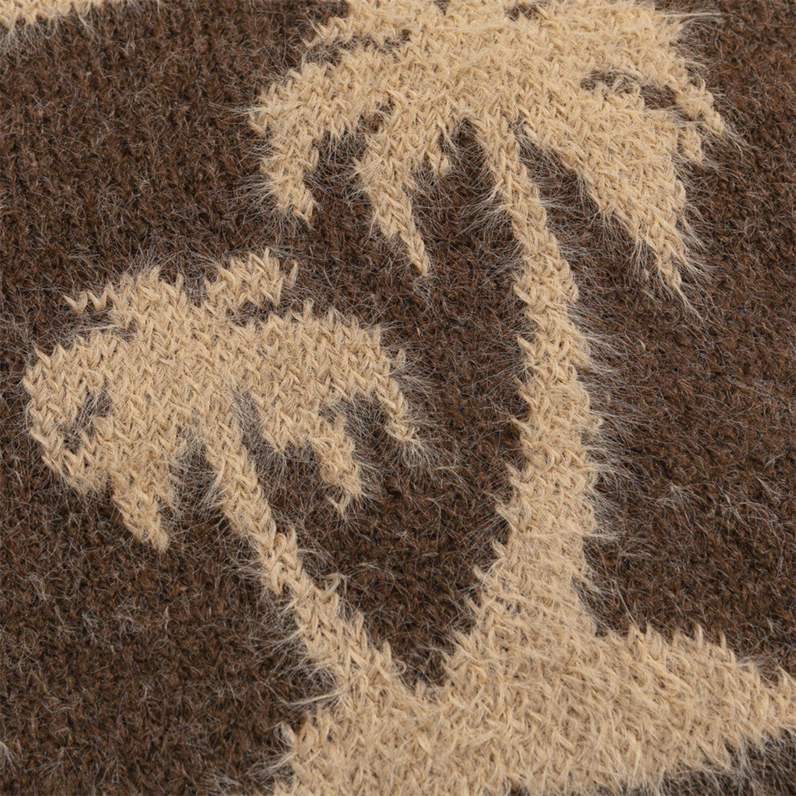 Vintage Brown Fuzzy Palm Tree Patterned Crewneck Sweater Size US M / EU 48-50 / 2 - 3 Thumbnail