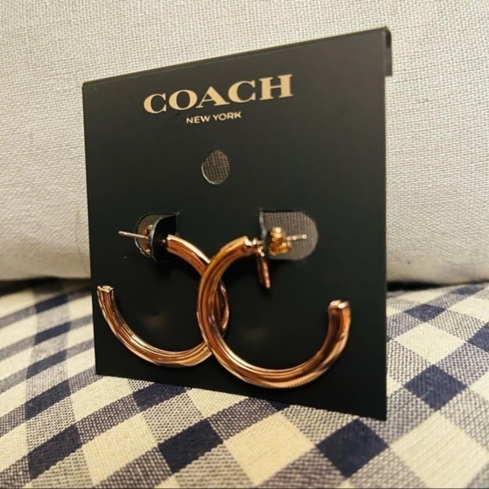 Coach Coach Rose Gold 3/4 Hoop Earrings NWT Size ONE SIZE - 2 Thumbnail
