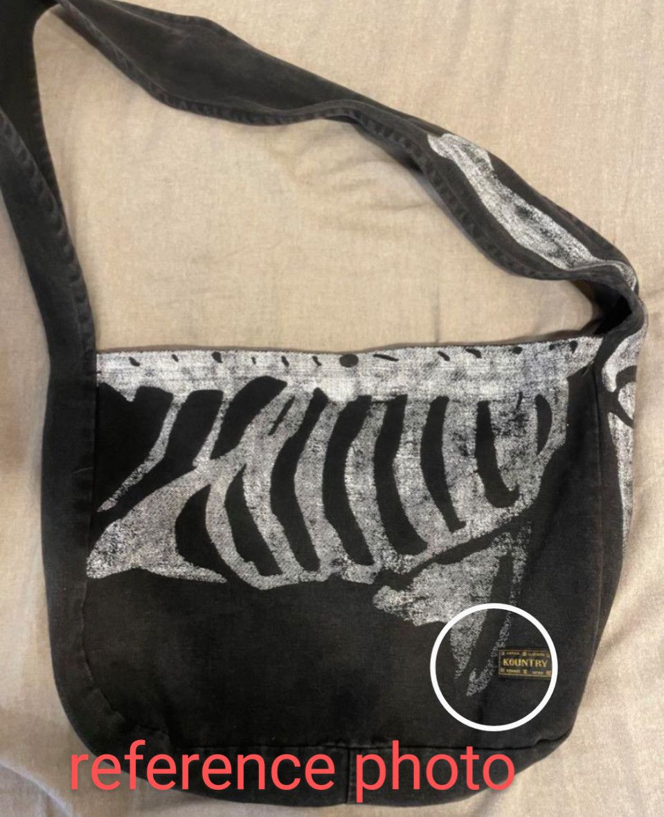 Kapital Kapital 14oz Black Denim Bone Print Book Bag Size ONE SIZE - 6 Thumbnail