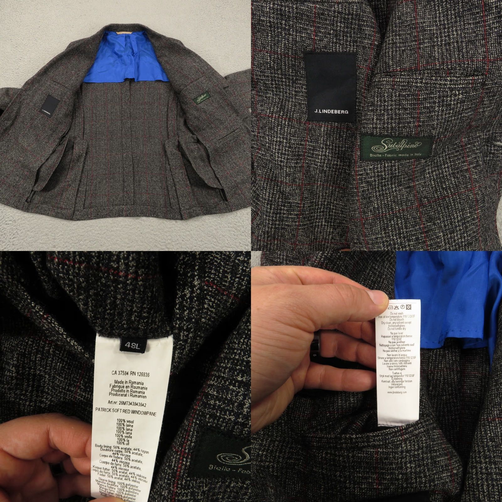 J.Lindeberg J Lindeberg Blazer 38L Charcoal Check Unstructured Sport Coat Subalpino Dandy Size 38R - 8 Thumbnail