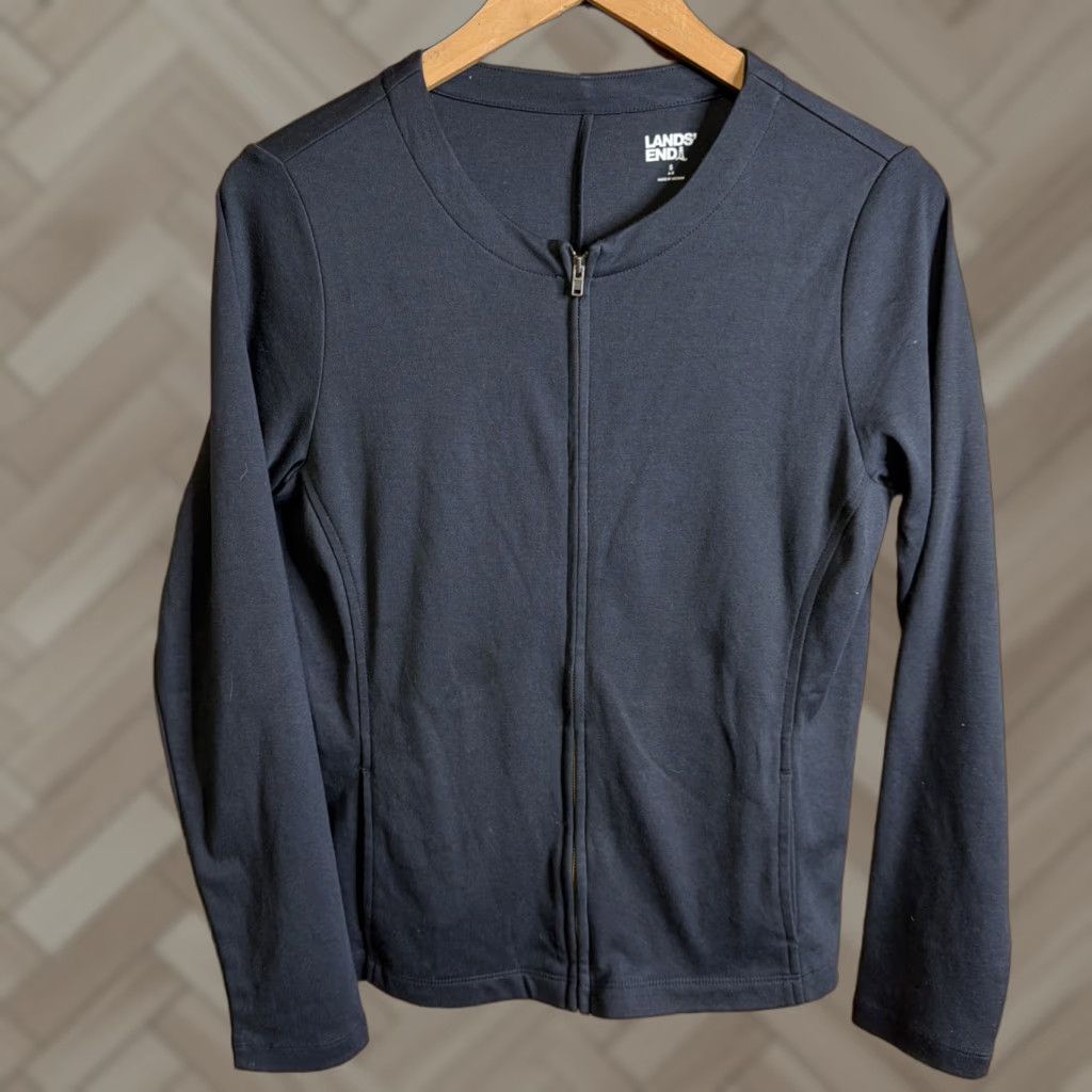 Lands' End Lands' End Womens Jacket Full Zip Fleece Black Small Oeko Tex Everyday Casual Outdoor Size S / US 4 / IT 40 - 1 Thumbnail