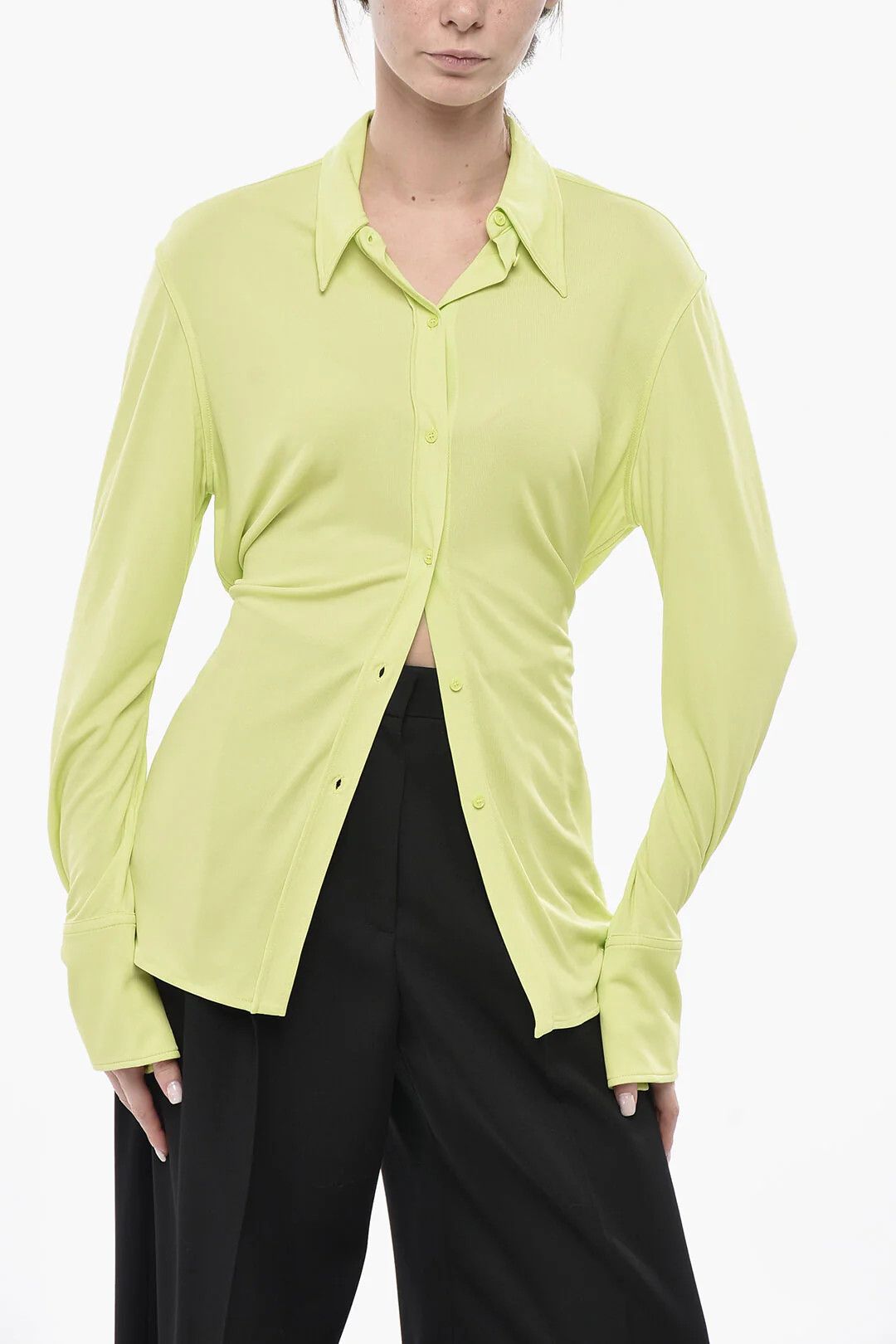 Alexander McQueen og1mm0426 Viscose Blouse in Lime Green Size M / US 6-8 / IT 42-44 - 1 Thumbnail