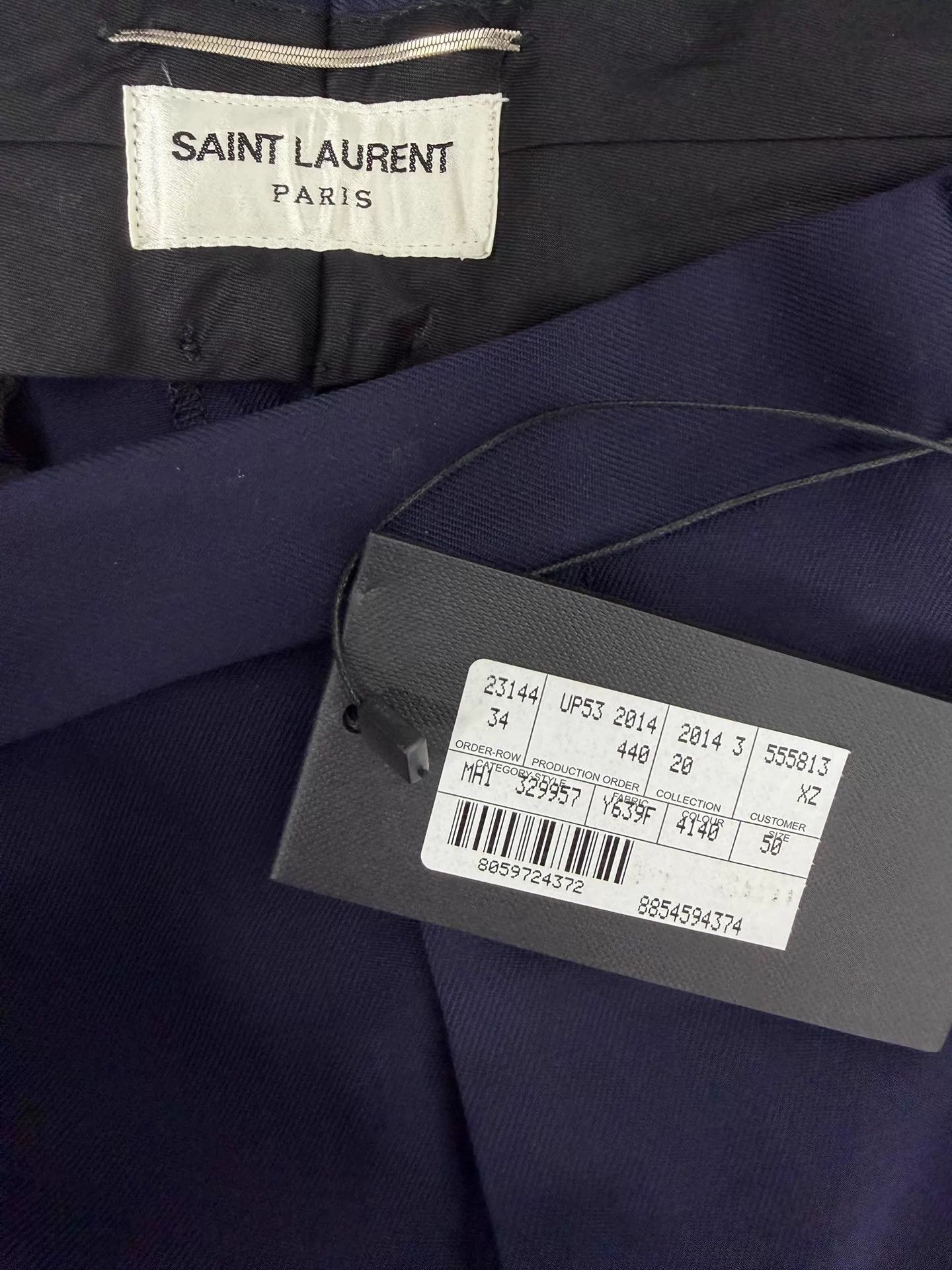 Saint Laurent Paris SLP 14fw Navy Slim Fit Wool Trousers 50 New Size US 34 / EU 50 - 4 Thumbnail