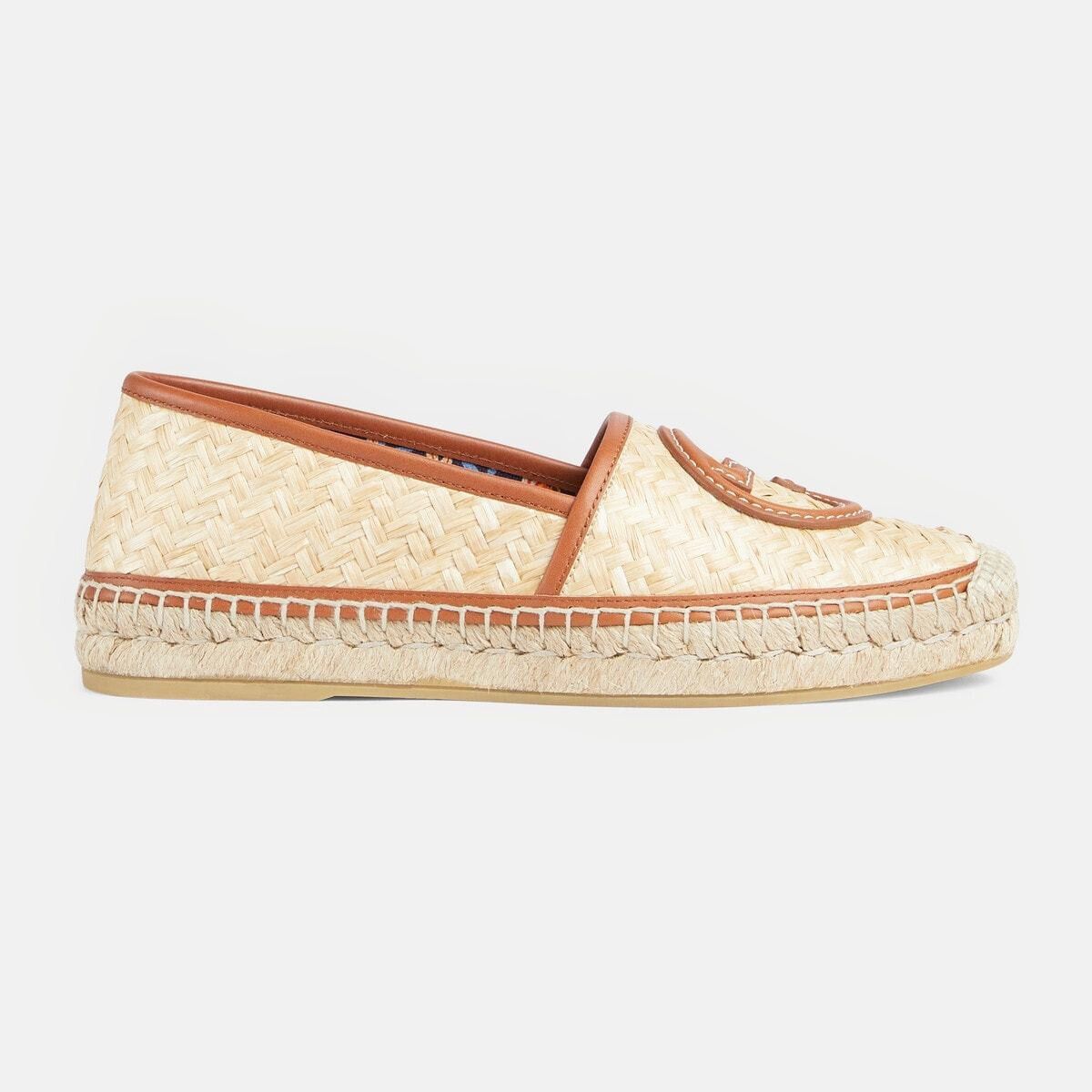 image of Gucci Raffia Interlocking G Espadrilles Size 38.5 in Beige, Women's