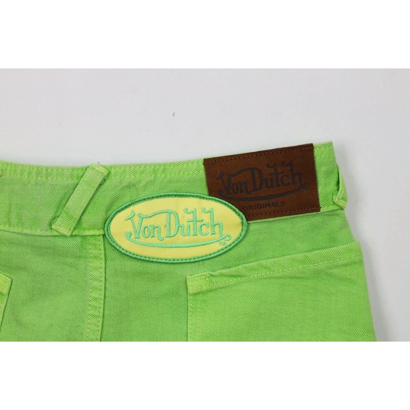 Vintage × Von Dutch Vintage 90s Y2K Von Dutch Babydoll Ruffled Denim Mini Skirt Size 26" / US 2 / IT 38 - 14 Thumbnail