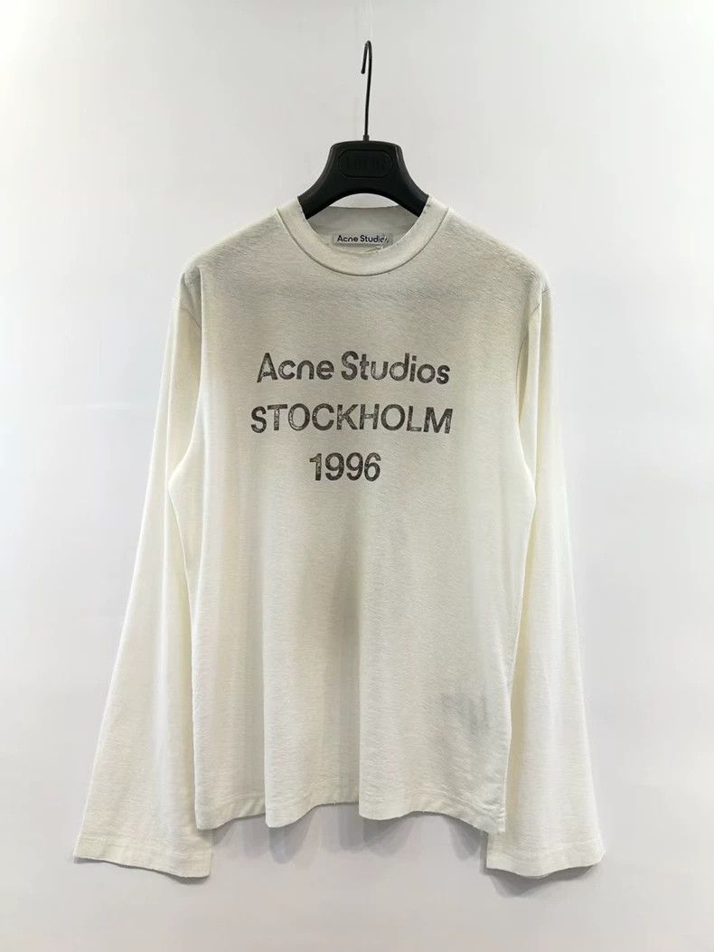Acne Studios Acne Studios White lettered long-sleeved T-shirt Size XXL / US 16-18 / IT 52-54 - 2 Thumbnail