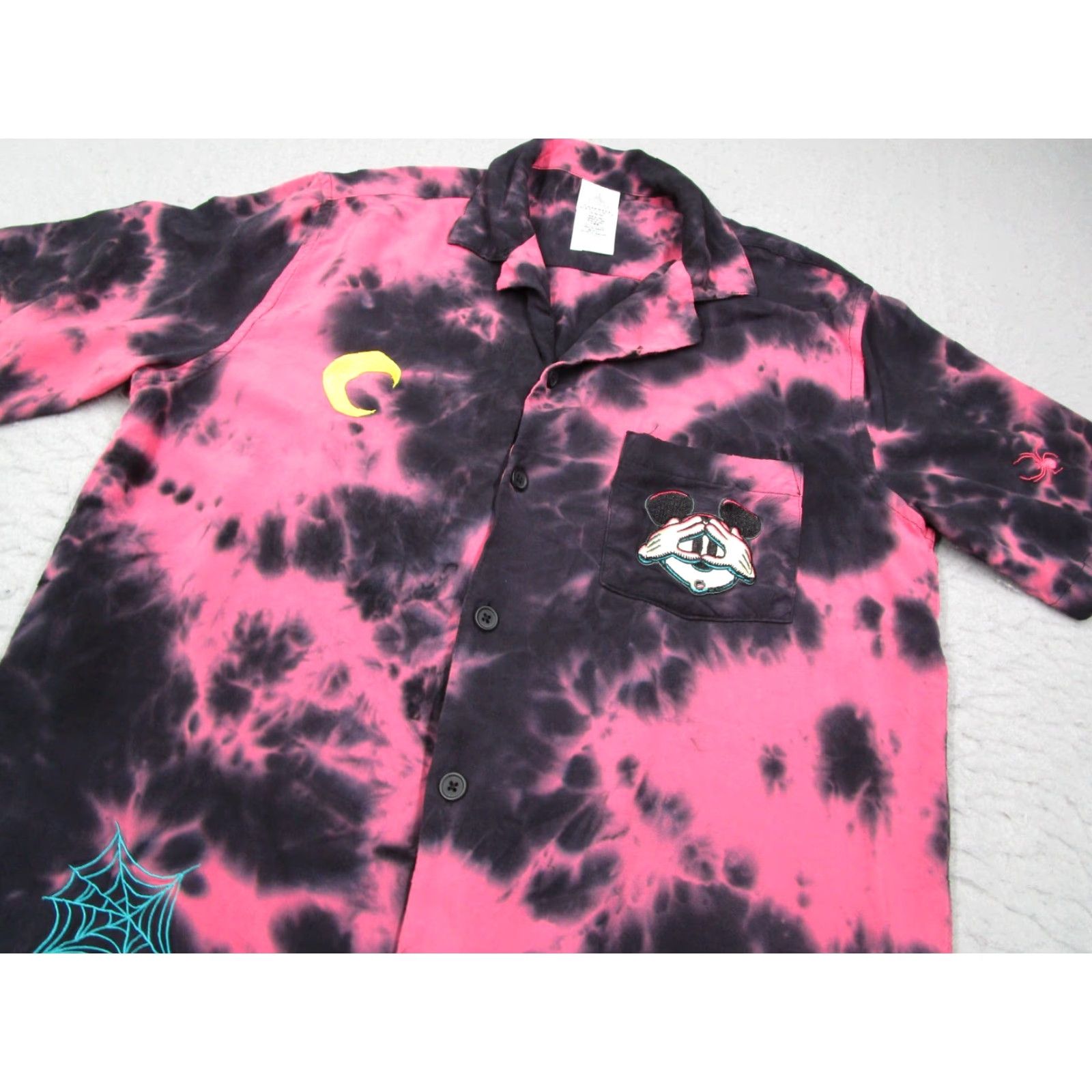 Disney Disney Men's Medium Pink Tie Dye Button-Up Shirt with Loop Collar - Halloween Hawaiian Style Size US M / EU 48-50 / 2 - 2 Thumbnail