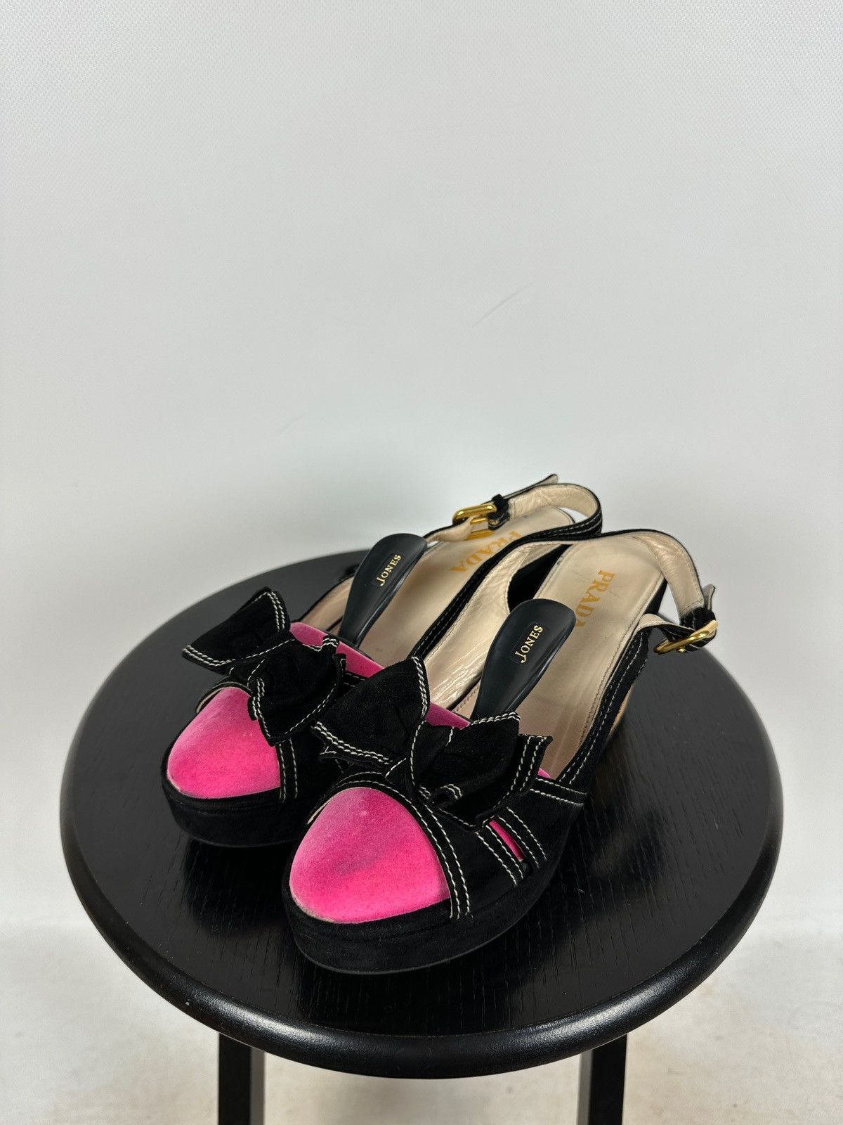 Prada Prada Black Suede Leather Bow Platform Sandals Size US 8 / IT 38 - 3 Thumbnail
