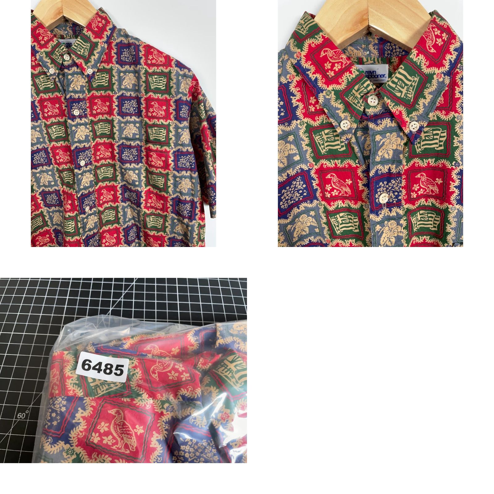 Reyn Spooner VINTAGE Reyn Spooner Aloha Shirt Men's M Lahaina Sailor Flag Bird Hawaiian Red 90s Retro Geometric Short Sleeve Button-Down Collar Mens Size US M / EU 48-50 / 2 - 8 Thumbnail