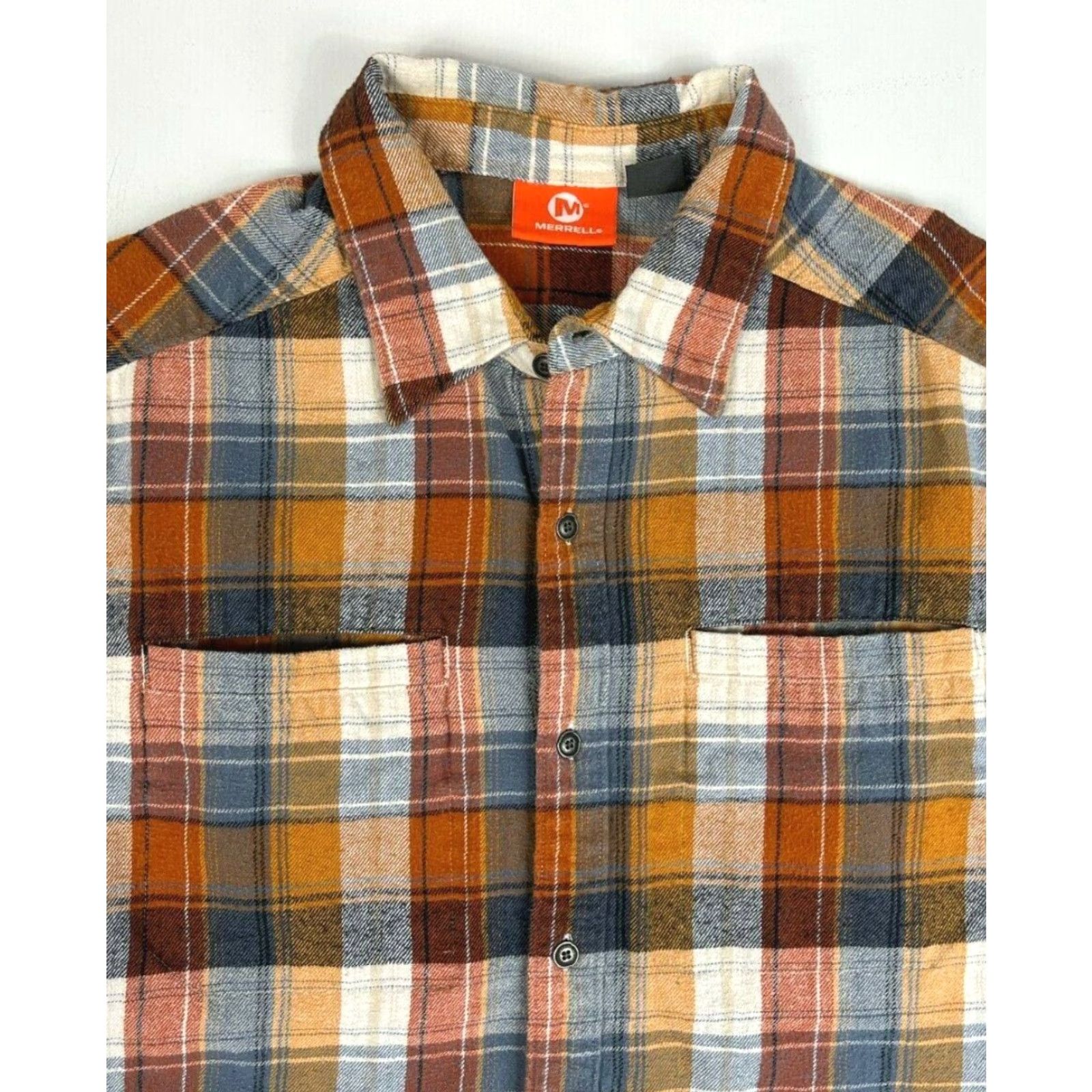 Merrell Merrell Button-Up Shirt Men's Flannel Plaid M Multicolor Cotton Long Sleeve Pockets Classic Outdoor Size US M / EU 48-50 / 2 - 4 Thumbnail