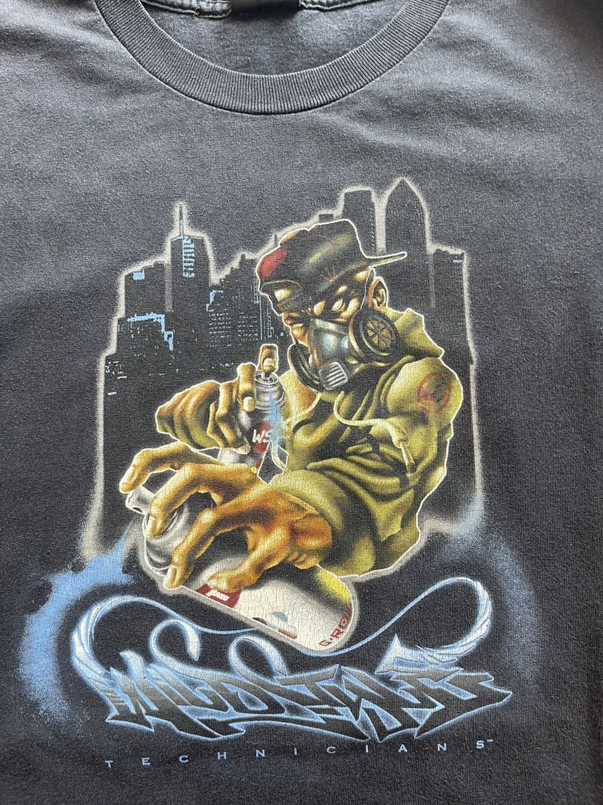 Vintage Vtg Wild Style Technicians Graffiti Gas Mask T-Shirt XL Y2K Size US XL / EU 56 / 4 - 3 Thumbnail