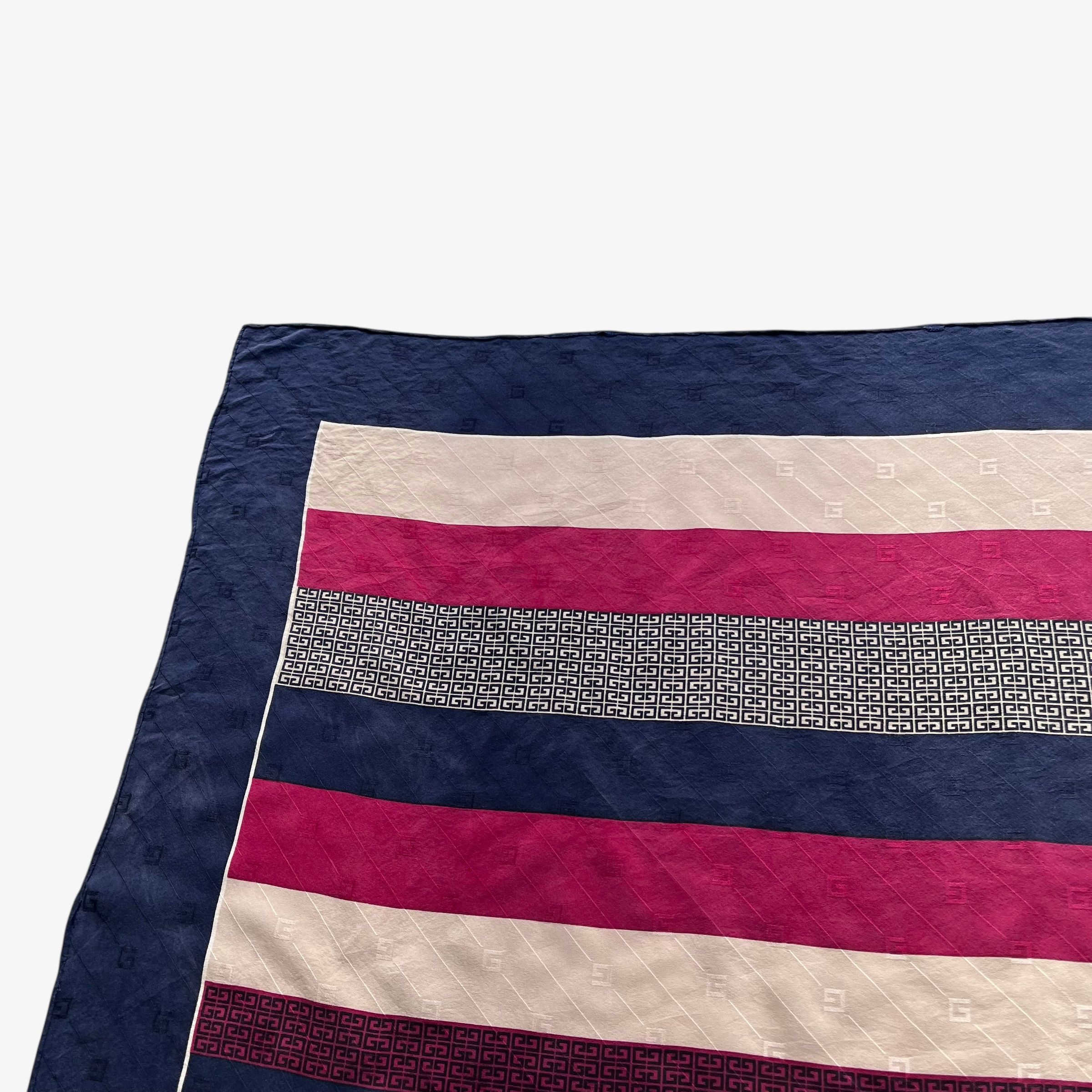 Givenchy Vintage 80s Givenchy G Monogram Striped Print Silk Scarf Size ONE SIZE - 4 Thumbnail