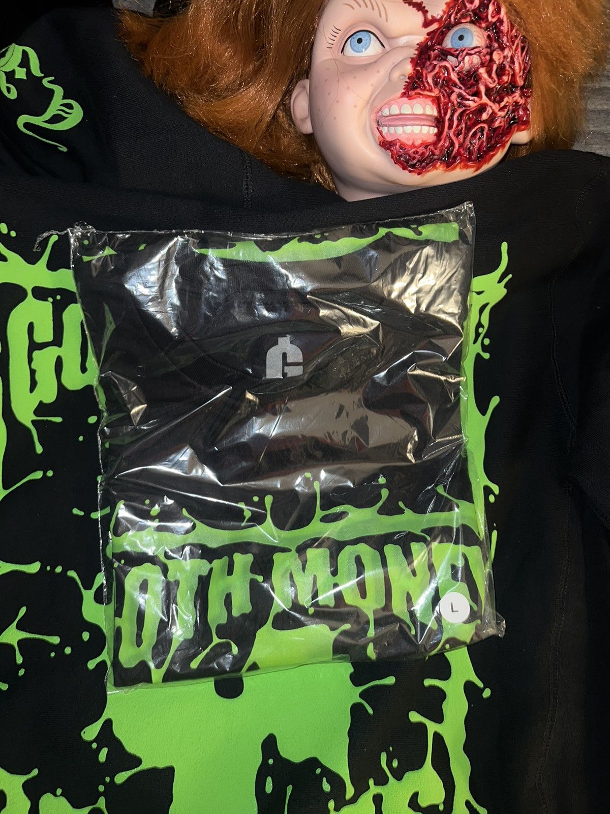 GOTH MONEY GREEN SLIME TEE BLACK KRAY LARGE