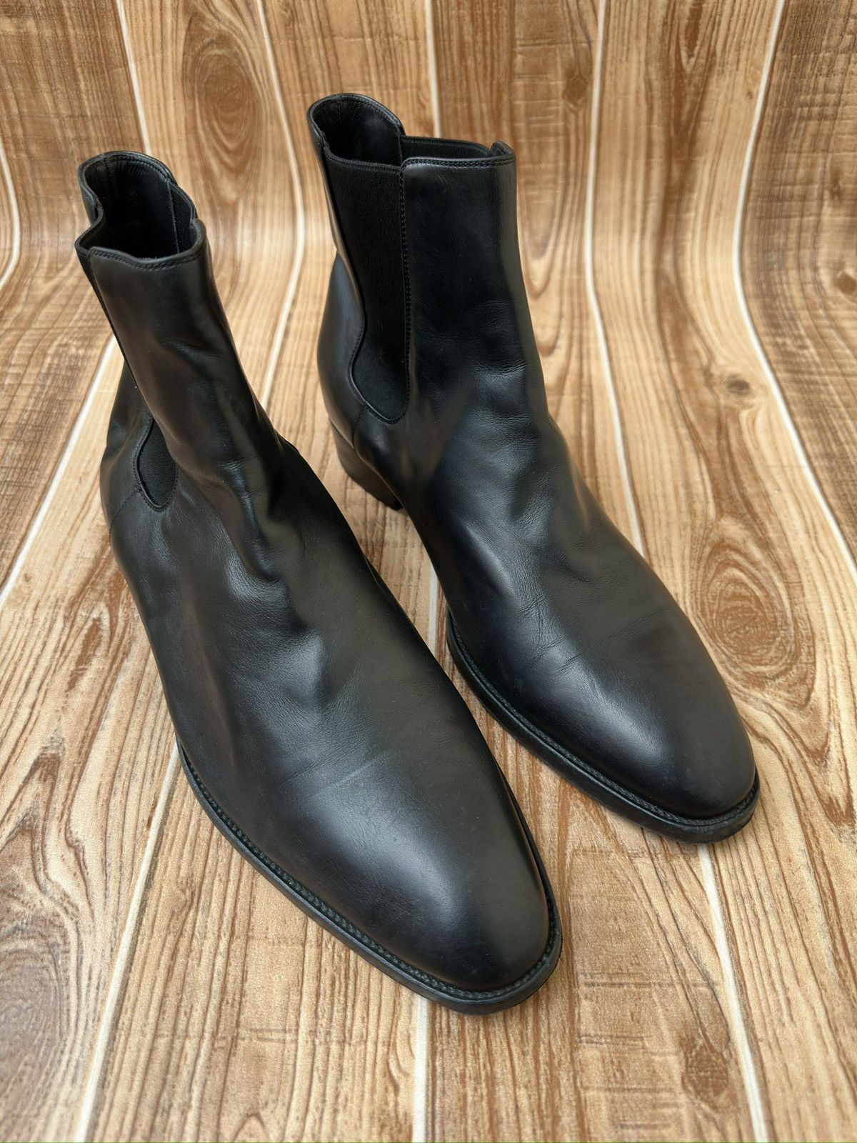 Hedi Slimane Saint Laurent Wyatt 44 US 11 Chelsea Men\'s Boots Leather Y2K YSL FW 2016 Saint Laurent Suede Wyatt Chelsea Boots These suede  main image 3