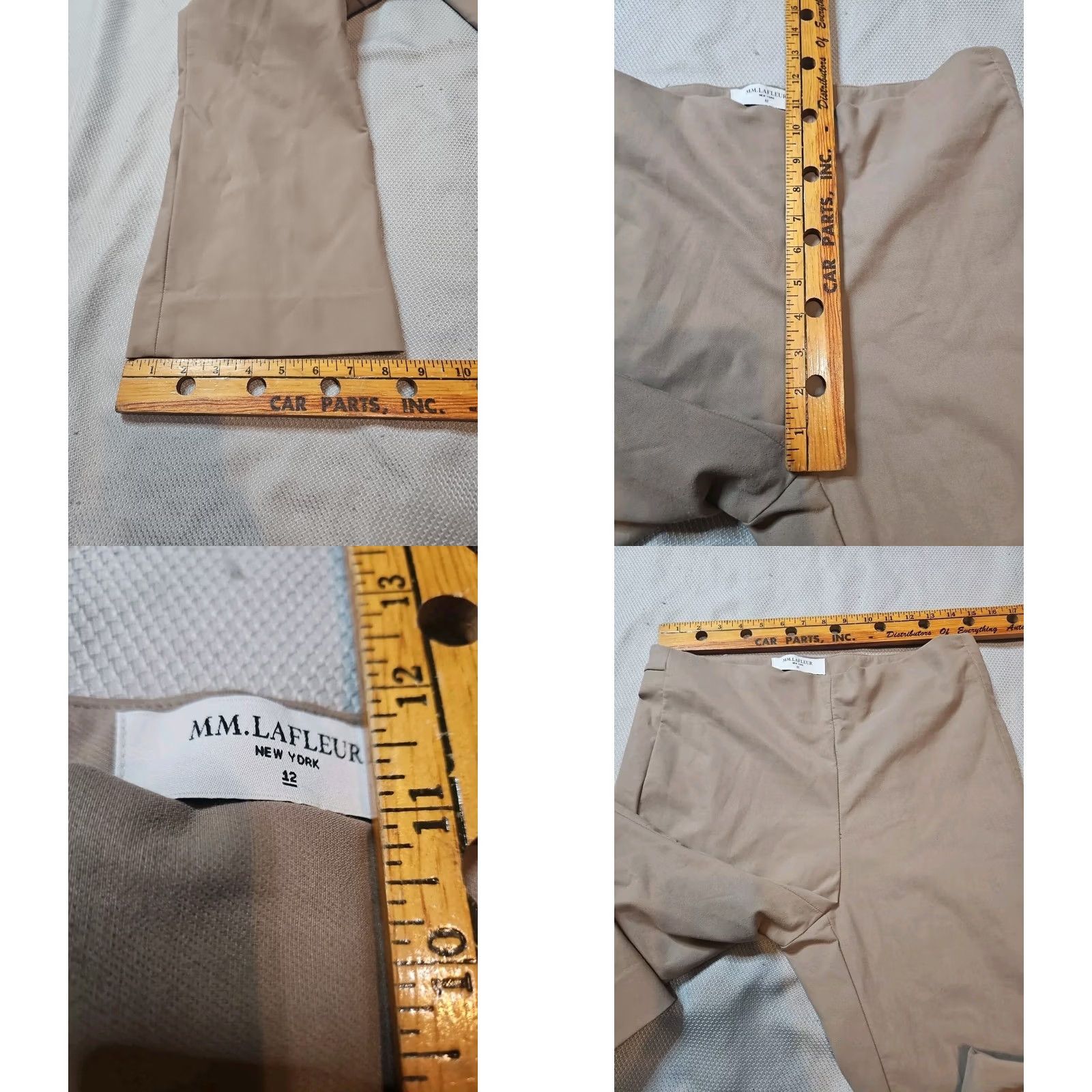 M.M.LaFleur MM.LaFleur Pants Womens Size 12 Beige Regular Straight Front Power Stretch Side Button City Preppy Art Hip Hop Hippie Hipster School Size 34" / US 12 / IT 48 - 8 Thumbnail