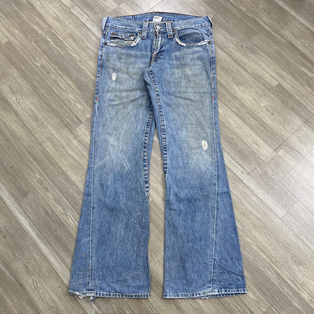 Vintage True Religion Joey Distressed Bootcut Flared Jeans