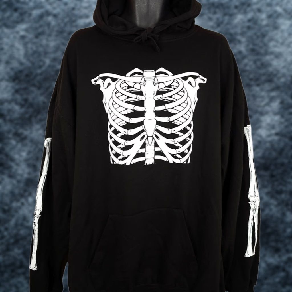 Bones VINTAGE Skull Skeleton Sweatshirt Hoodie Mens 2XL Horror Bones Streetwear Pullover Size US XXL / EU 58 / 5 - 1 Thumbnail
