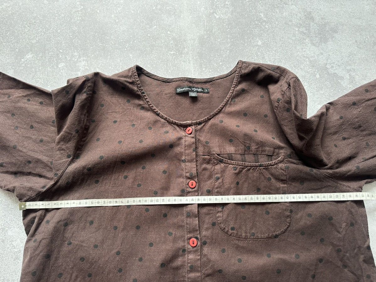 Gudrun Sjoden Gudrun Sjoden Organic Cotton Linen Polka Long Sleeve Blouse Size L / US 10 / IT 46 - 8 Thumbnail