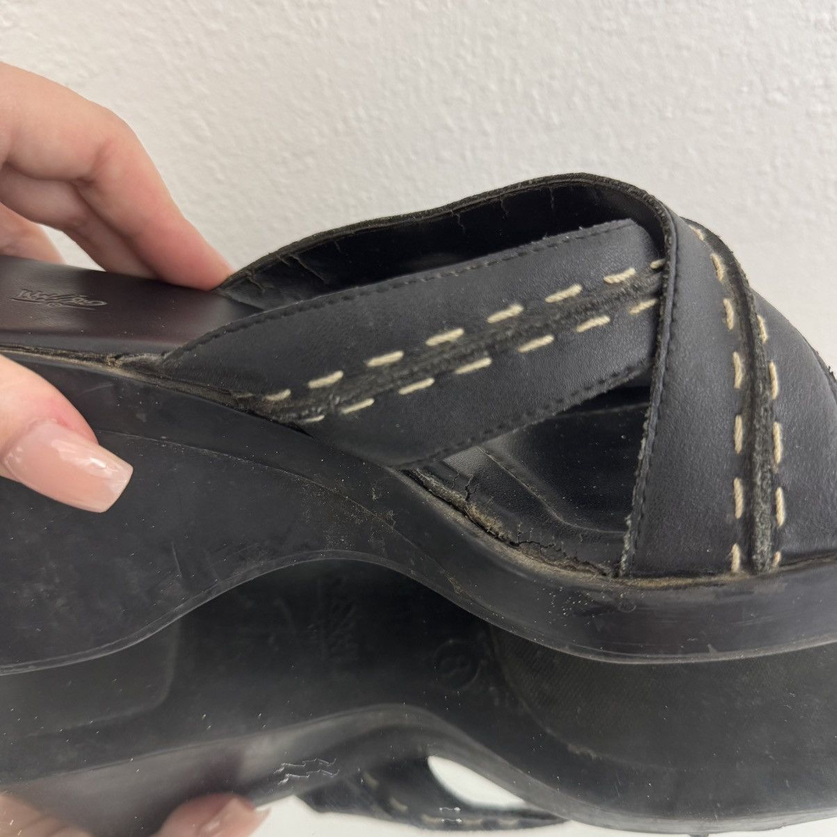 Vintage MOSSIMO Vintage Y2K Black Leather Chunky Platform Sandals Size US 8 / IT 38 - 5 Thumbnail