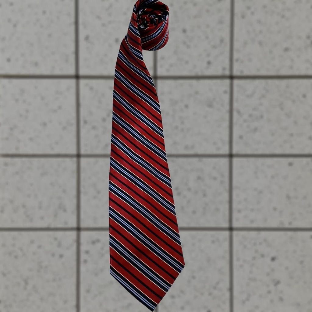 Club Room Club Room Tie Red Silk Necktie Striped Navy Light Blue 58" x 3.5" Mens Silk Tie Size ONE SIZE - 1 Thumbnail