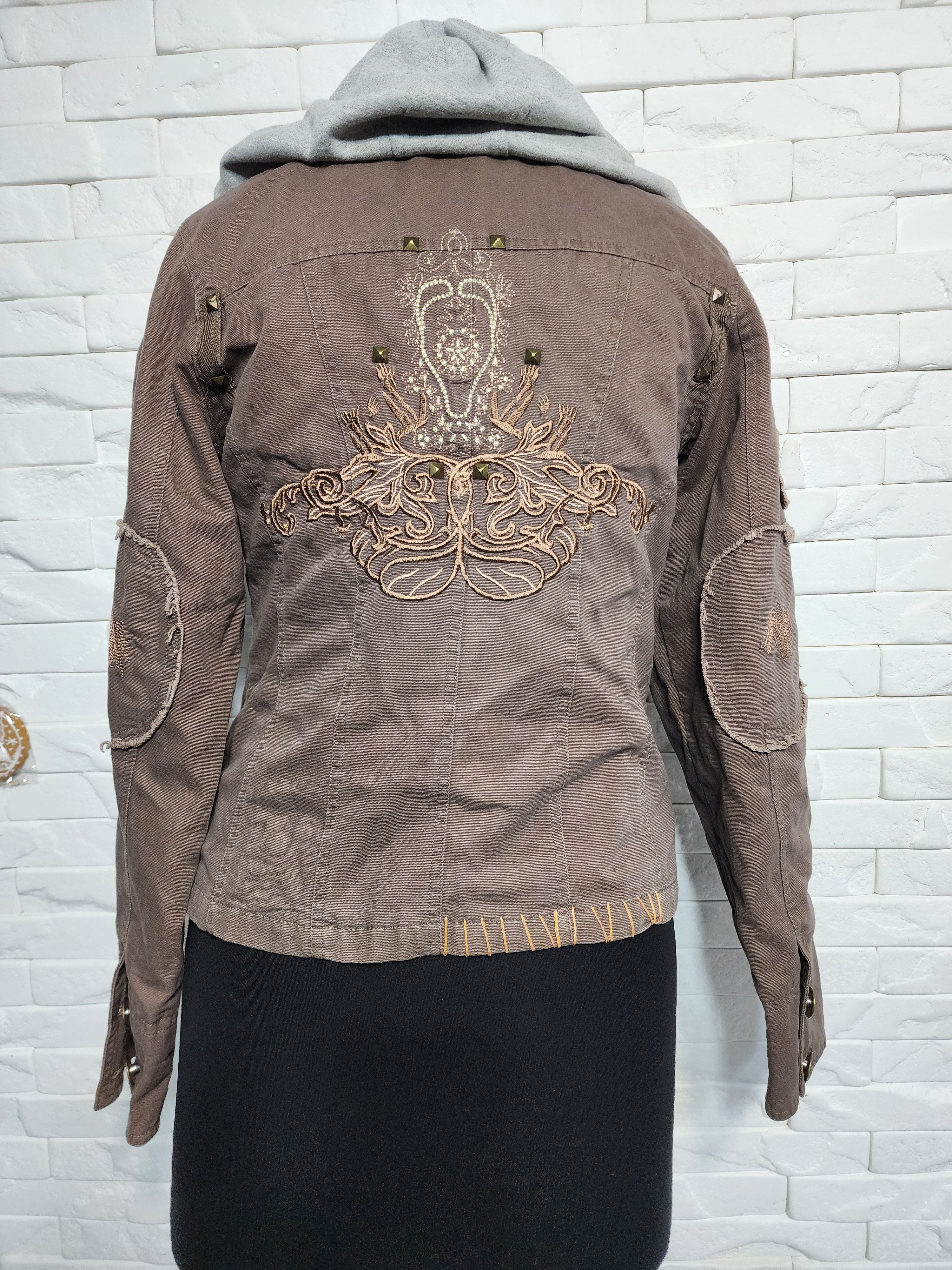 Other Brown Denim Jacket: Women's Cotton Hooded Coat Size L / US 10 / IT 46 - 8 Thumbnail