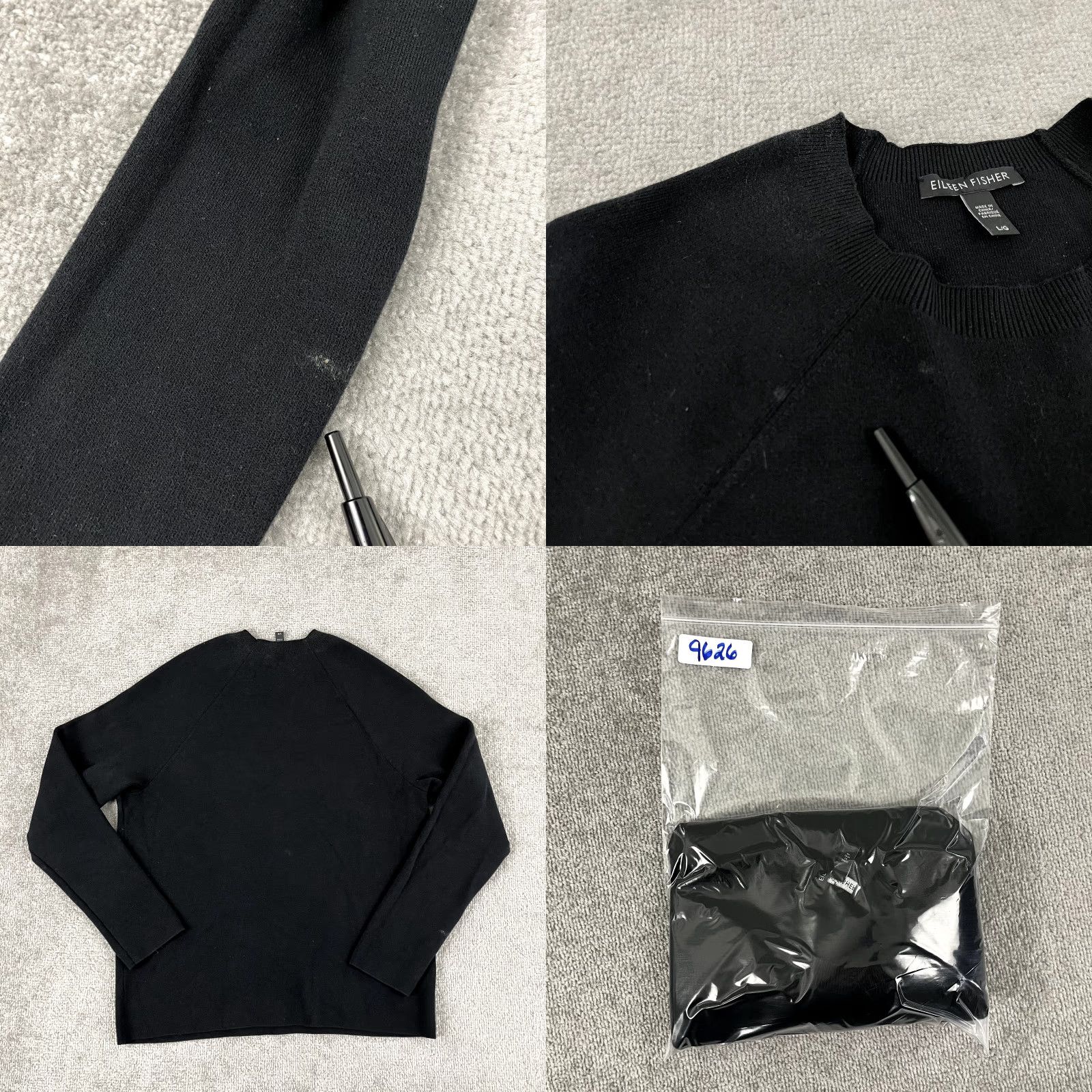 Eileen Fisher EILEEN FISHER Sweater Womens Large Black Knit Wool Blend Pullover Long Sleeve Size L / US 10 / IT 46 - 8 Thumbnail
