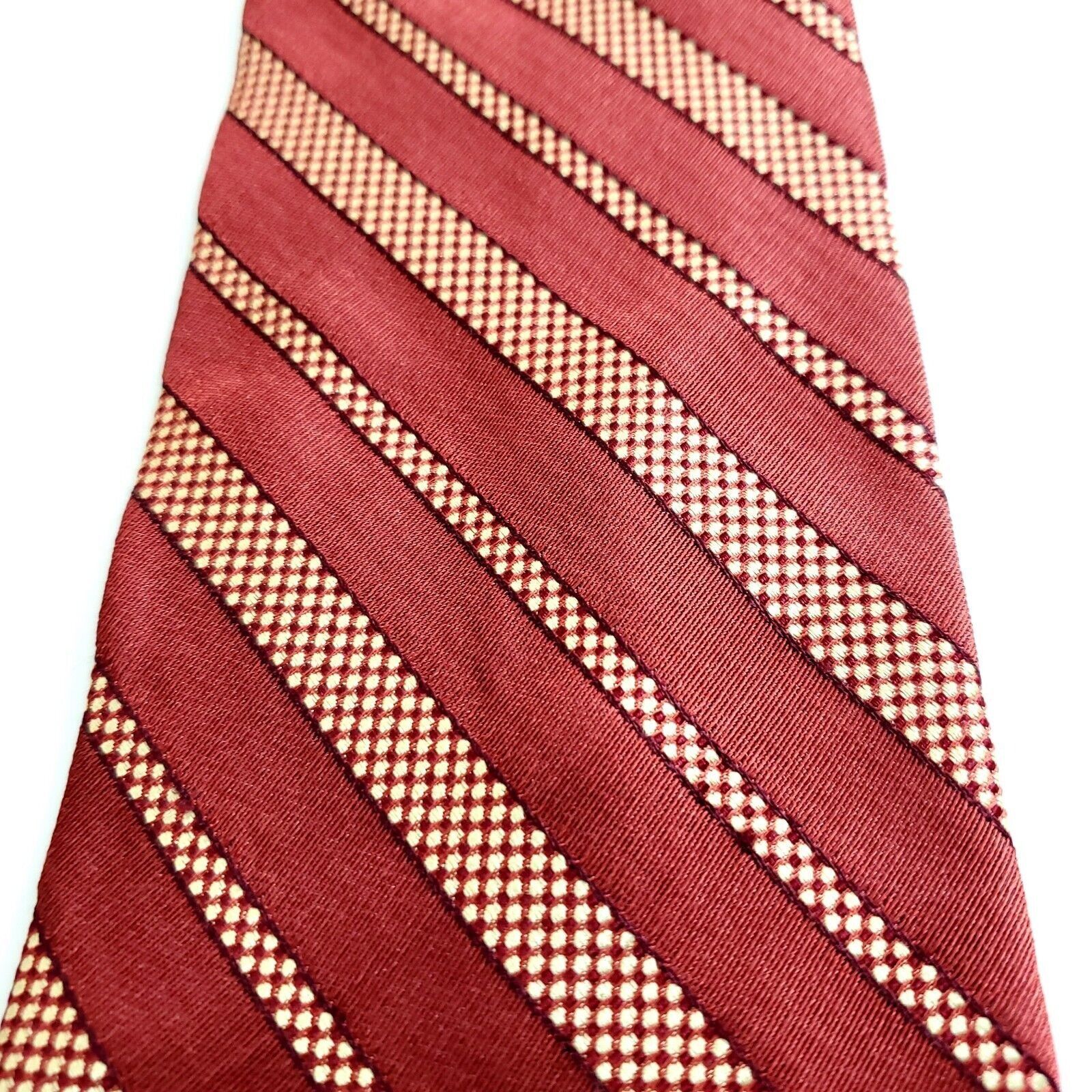 Donna Karan Donna Karan Signature Red Woven Striped Wide Silk Tie Size ONE SIZE - 2 Thumbnail