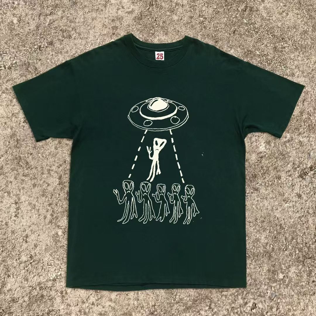 Vintage Green casual retro alien print cotton t-shirt Size US M / EU 48-50 / 2 - 1 Thumbnail