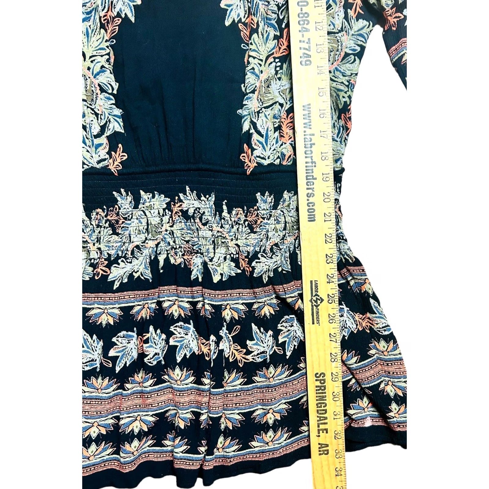 Free People Free People Moonlight Drive Printed Mini Dress Boho Tassels Women’s Size M Black Floral Asymmetric Sleeve Lined Short Dress Size M / US 6-8 / IT 42-44 - 6 Thumbnail