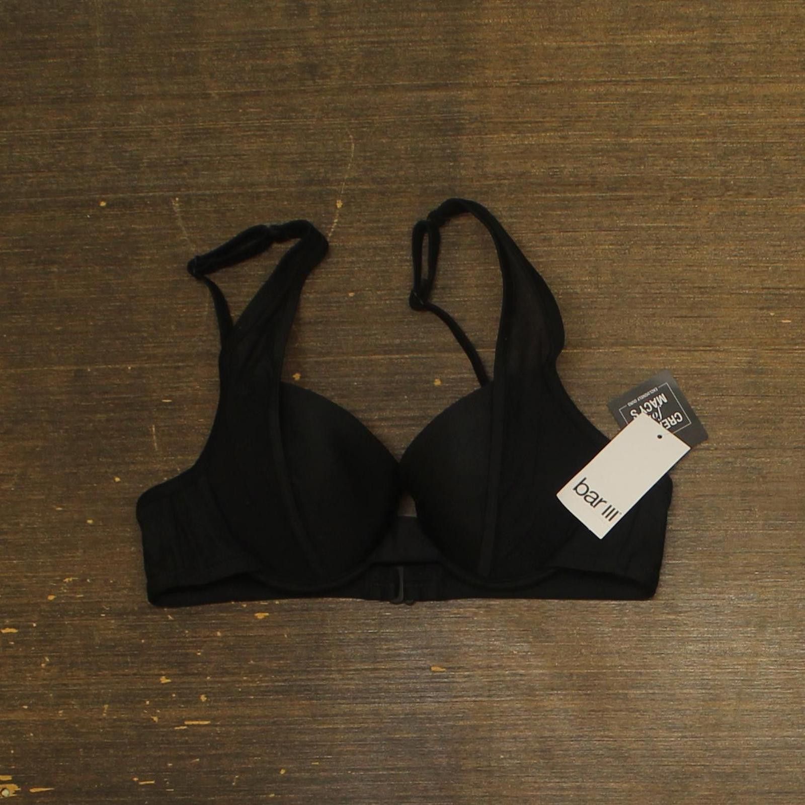 Bar III Nwt Bar Iii Balconette Bikini Swim Top Mbnb24306 Black Xs Size ONE SIZE - 1 Thumbnail