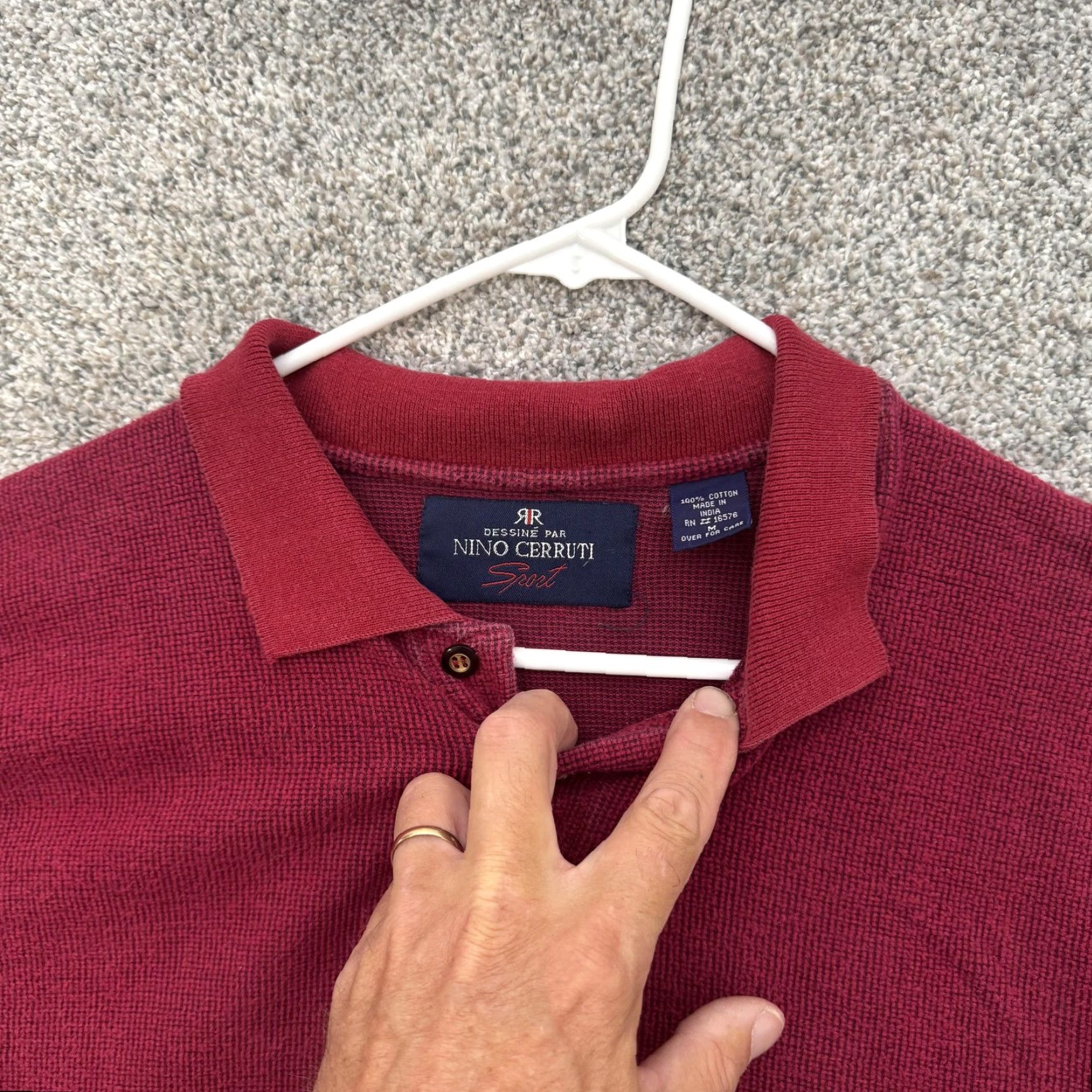Vintage Nino Cerruti Sport Sweater Mens Medium Red Long Sleeve Pullover Casual Classic Polo Size US M / EU 48-50 / 2 - 4 Thumbnail