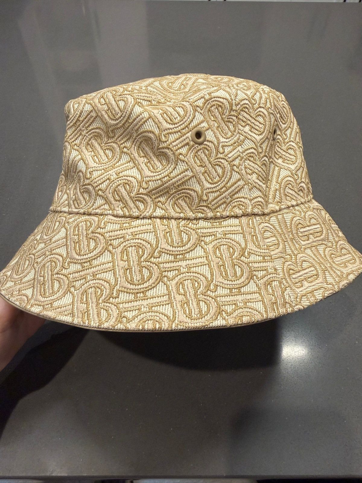 Burberry TB Monogram Embroidered Bucket Hat Size ONE SIZE - 1 Thumbnail