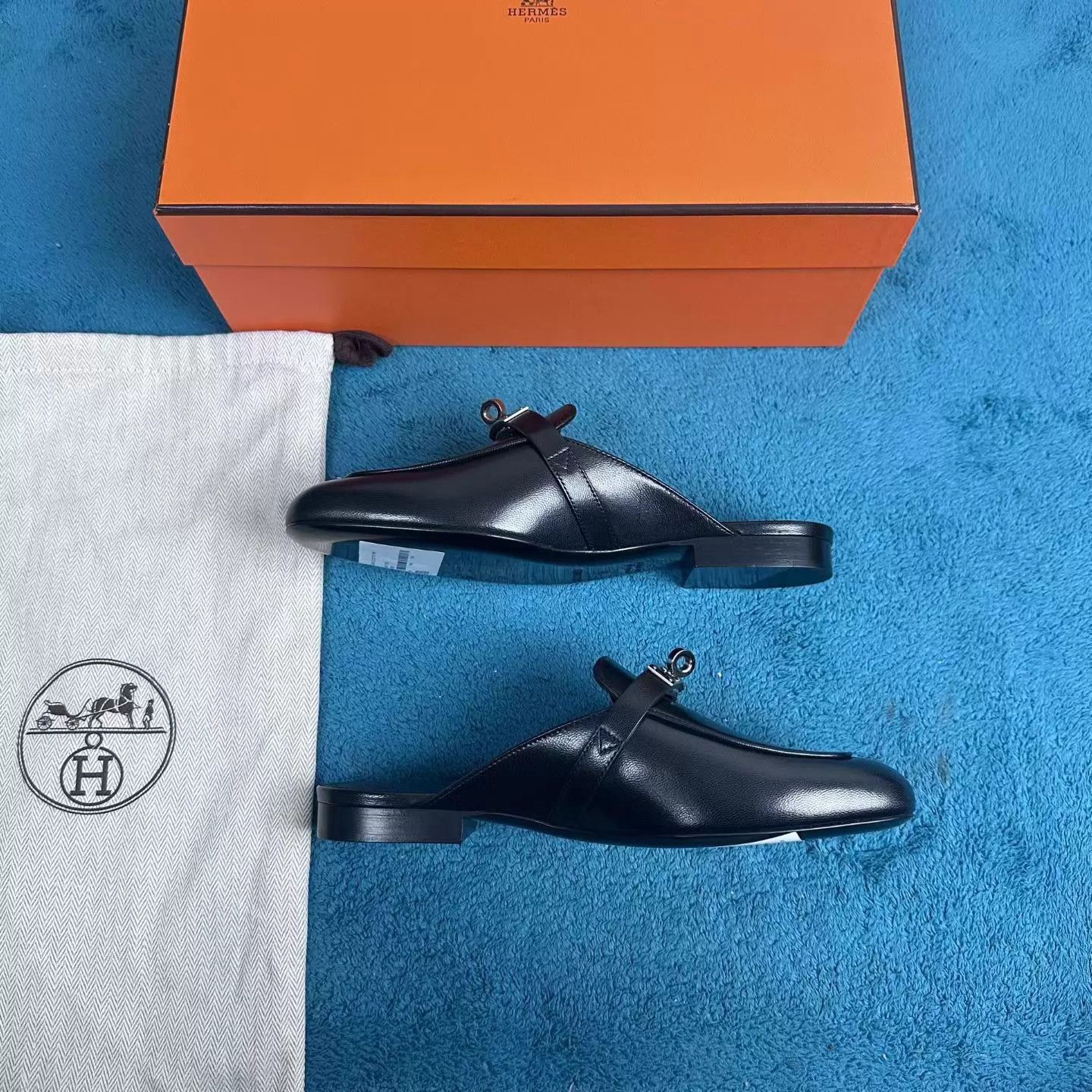 Hermes Hermès OZ Leather Mule Slipper Black Size US 4.5 / IT 34.5 - 3 Thumbnail
